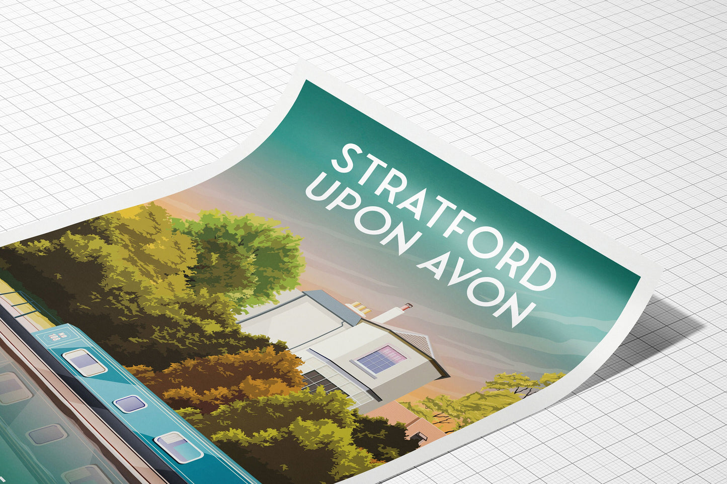 Stratford Upon Avon Print | Canal | Narrowboat | England | Travel Poster