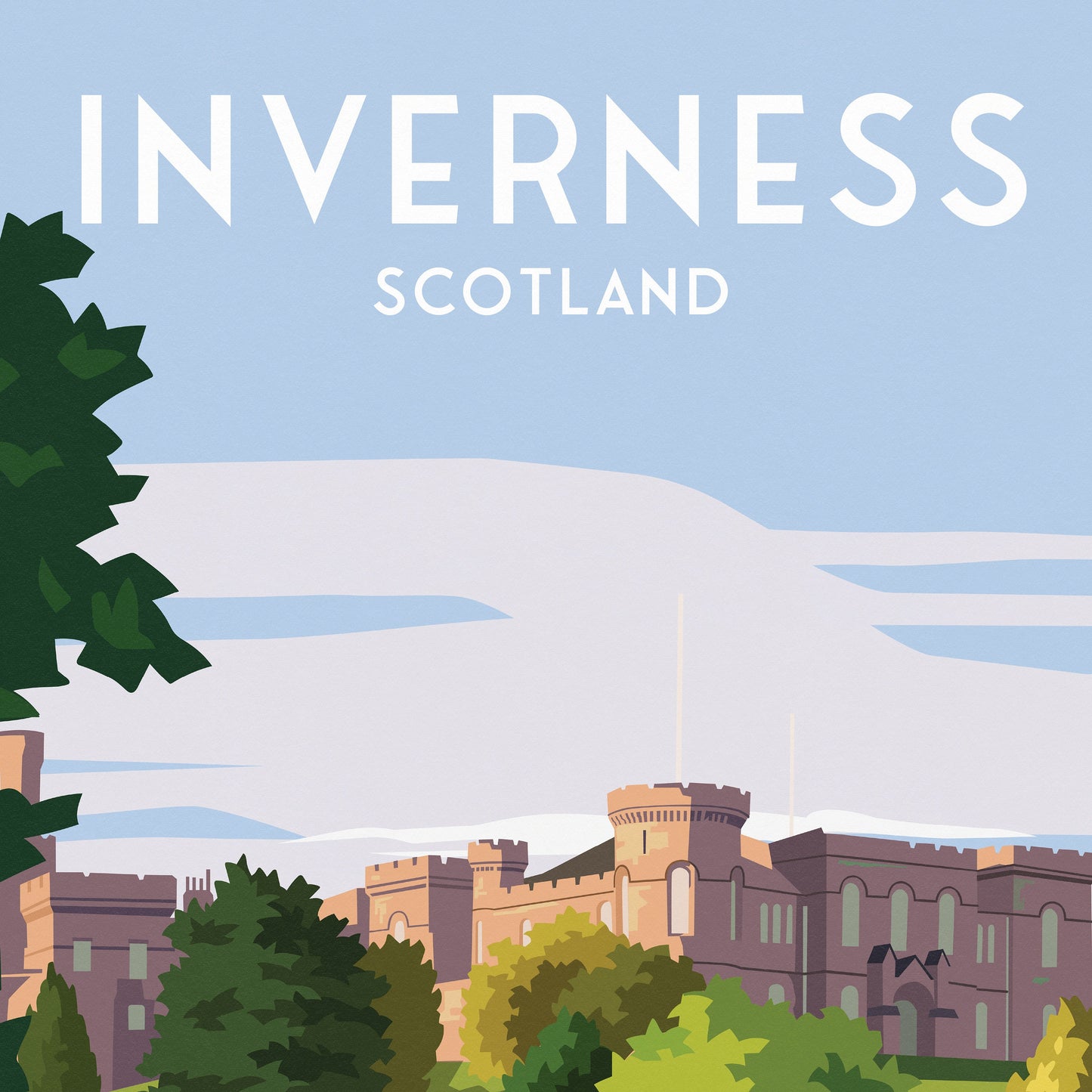 Inverness Travel Poster | Fort William to Inverness | Scottish Highlands | Inverness Castle | Great Scottish Trails