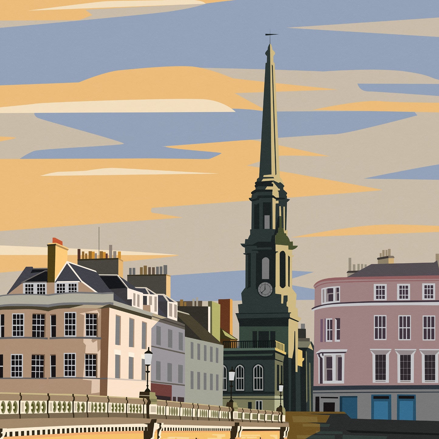 Ayr Print - Scotland Travel Poster - New Bridge - Ayrshire