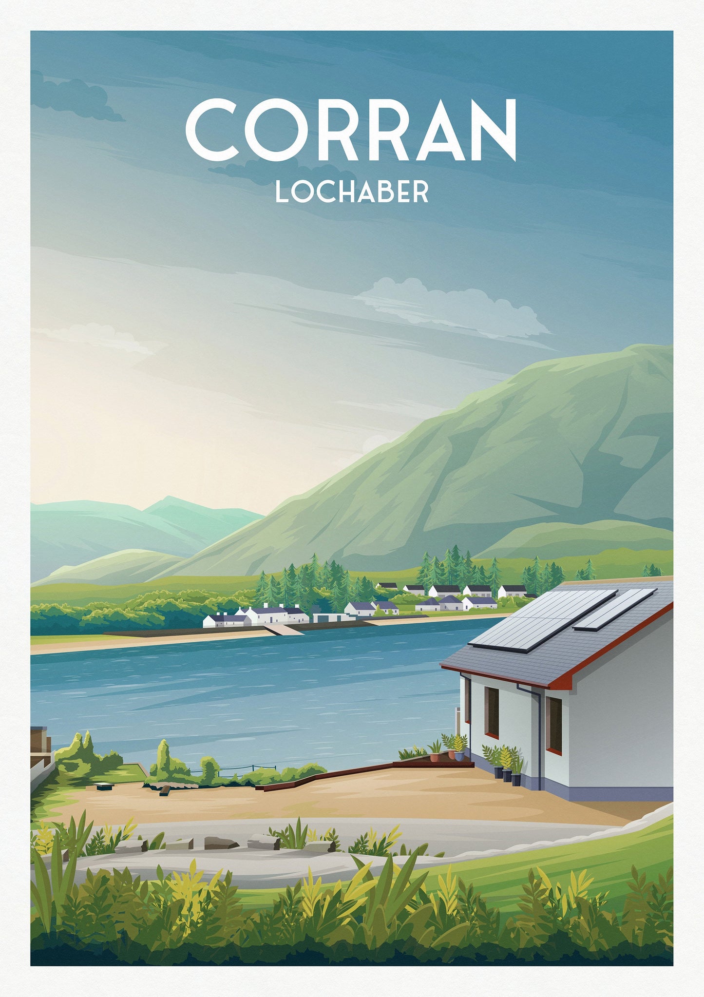Corran Print - Travel Poster - Corran Point - Loch Hourn - Loch Linnhe - Lochaber - Highlands - Scotland