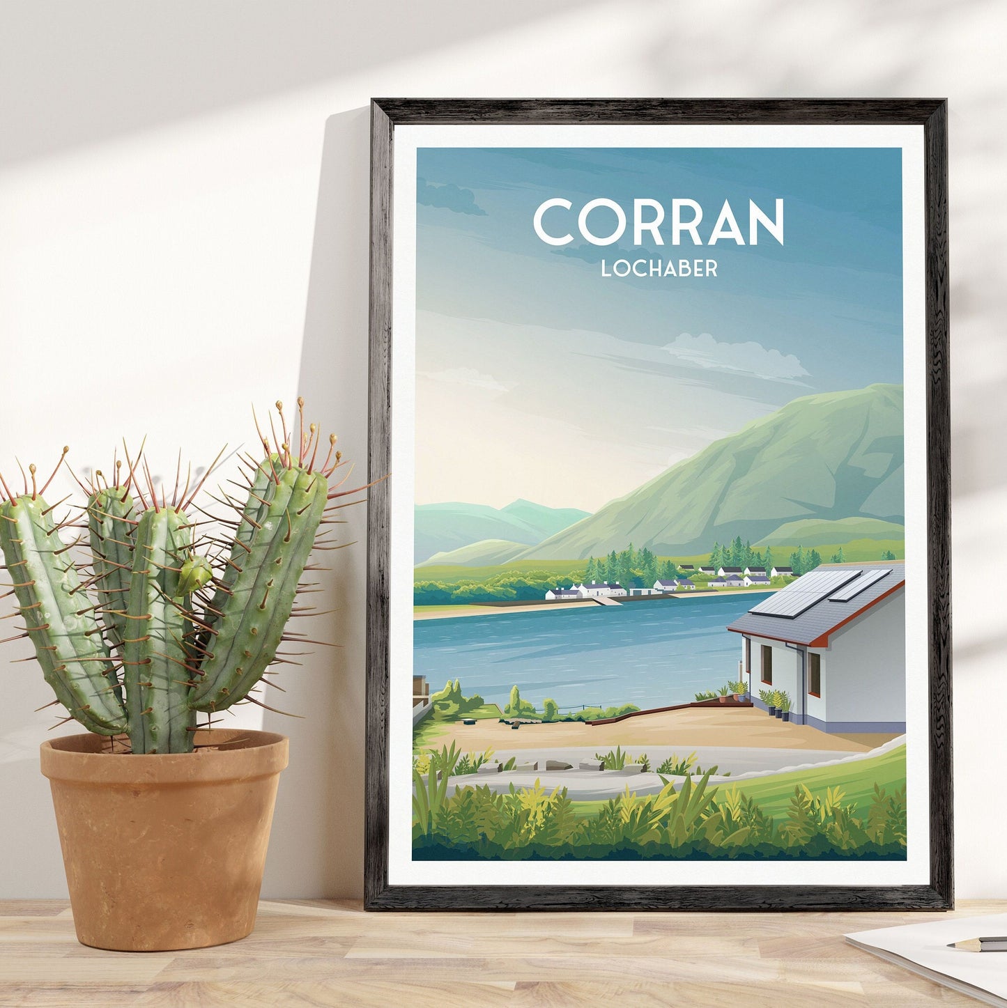 Corran Print - Travel Poster - Corran Point - Loch Hourn - Loch Linnhe - Lochaber - Highlands - Scotland