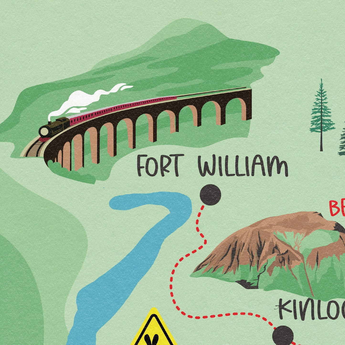 West Highland Way Map | Milngavie to Fort William | Scottish Trails | Drymen - Rowardennan - Inverarnan - Kingshouse - Glencoe - Ben Nevis