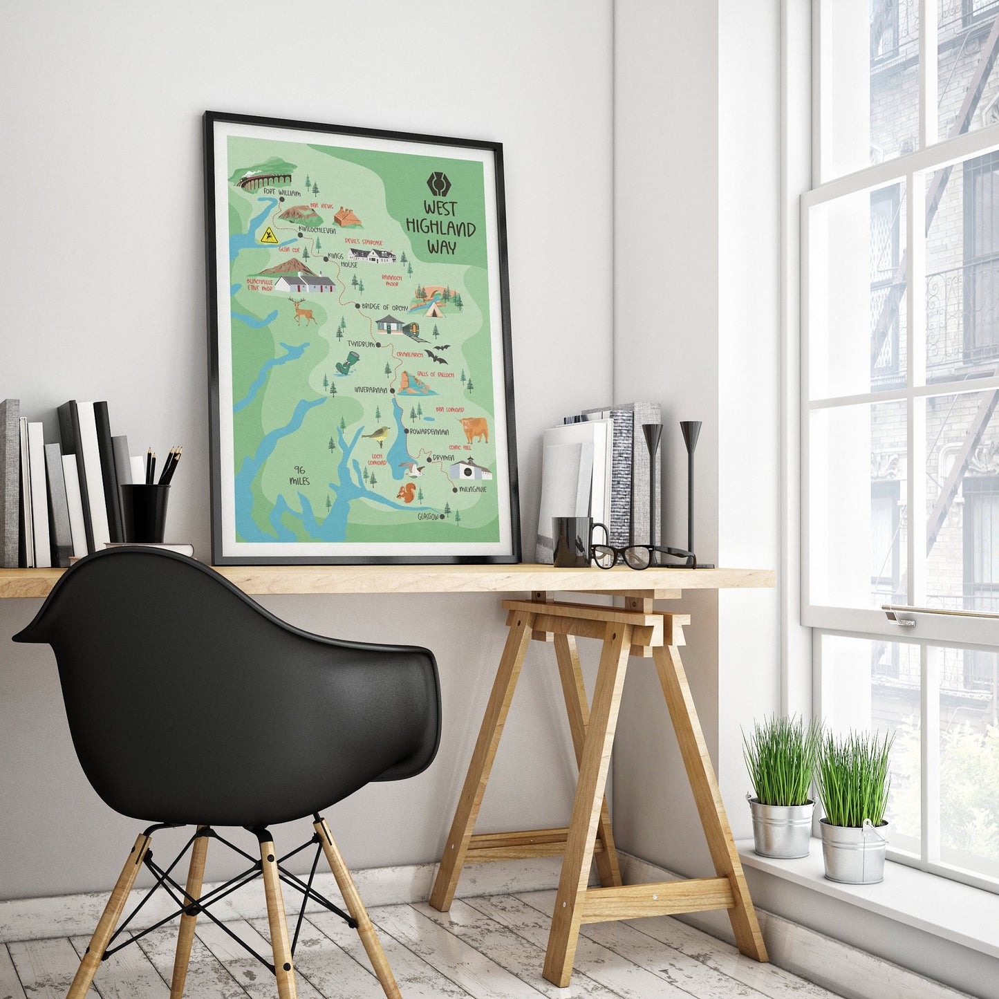 West Highland Way Map | Milngavie to Fort William | Scottish Trails | Drymen - Rowardennan - Inverarnan - Kingshouse - Glencoe - Ben Nevis