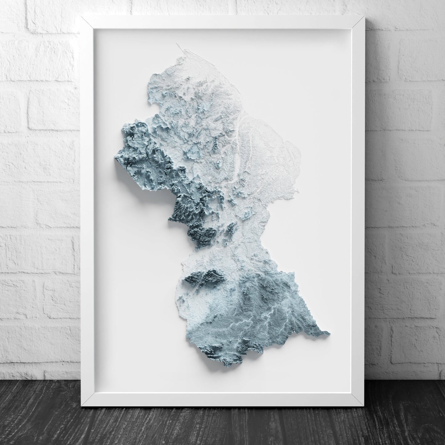 Guyana Artistic Relief Map - Unique 2D Wall Decor - Geology - 2D Shaded Relief Map