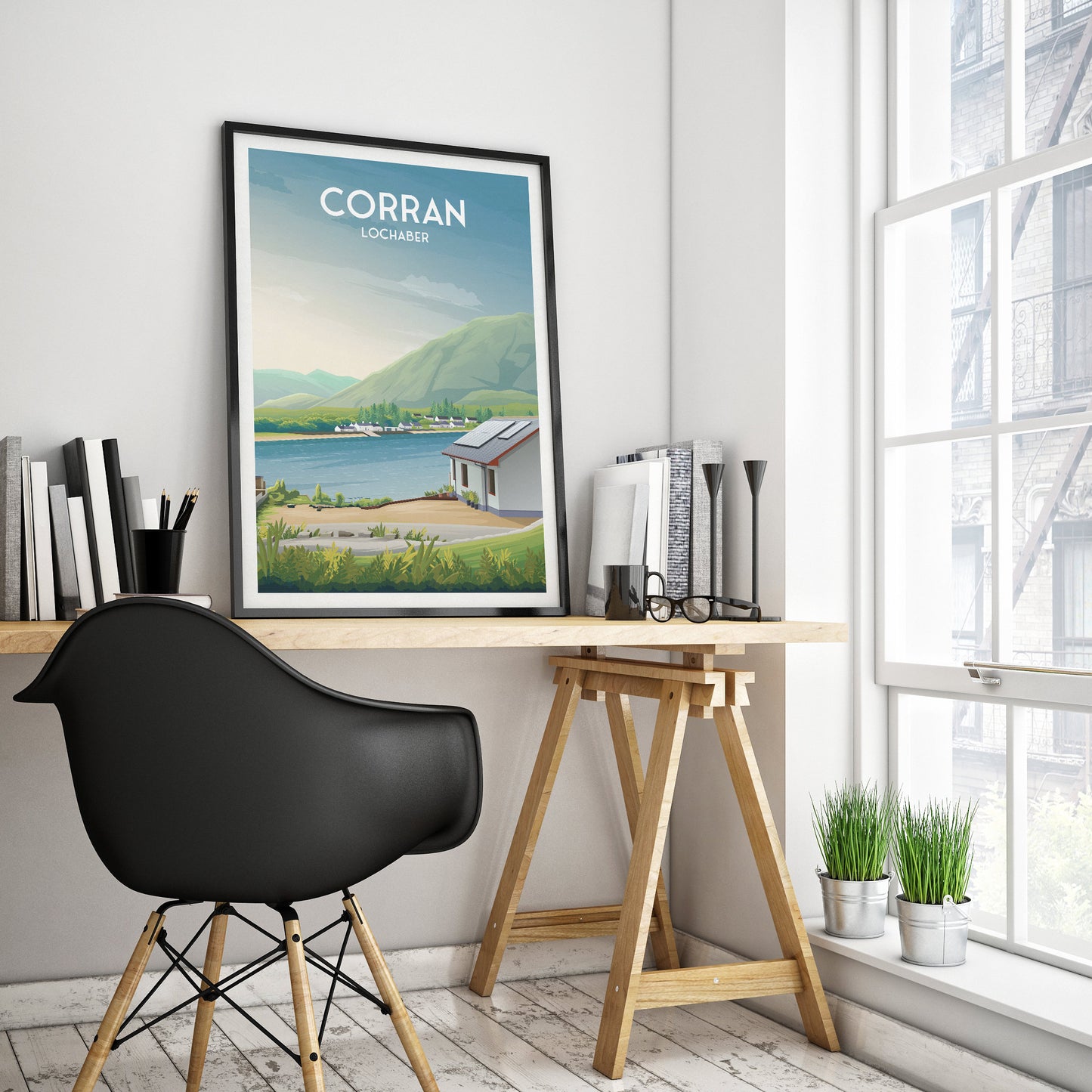 Corran Print - Travel Poster - Corran Point - Loch Hourn - Loch Linnhe - Lochaber - Highlands - Scotland