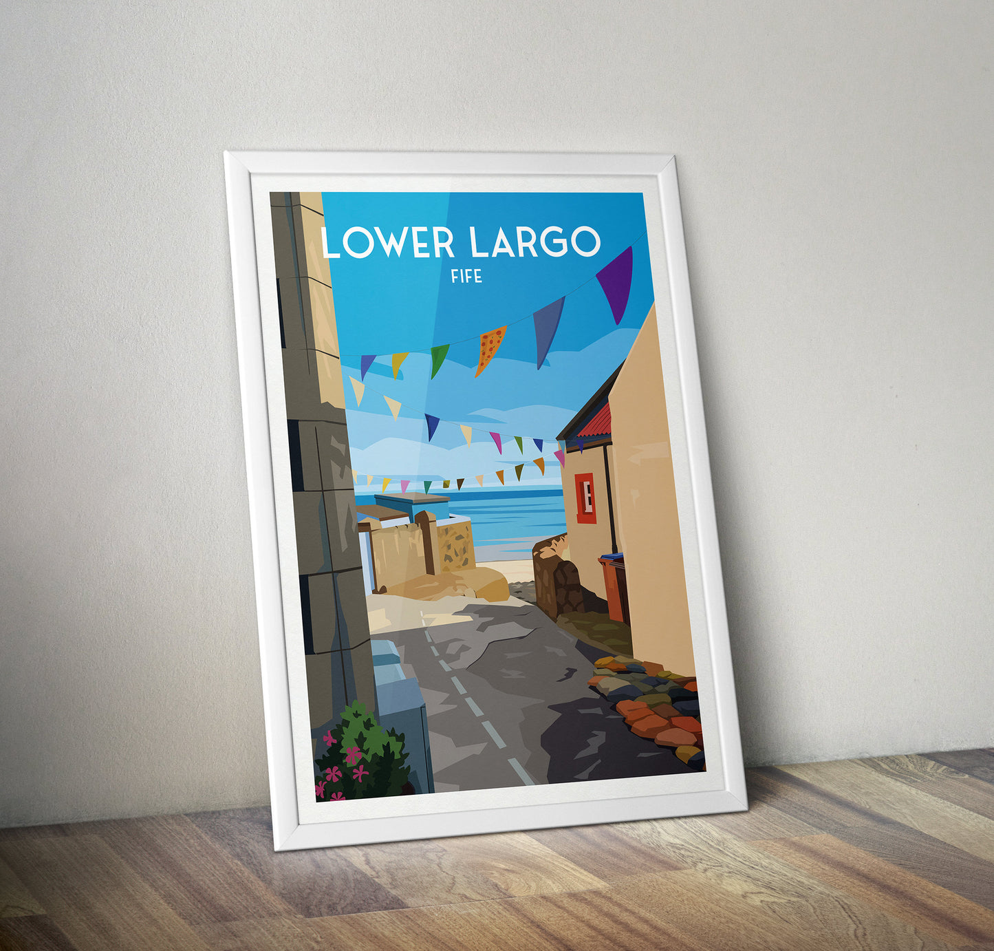 Lower Largo Bunting Print - Fife Travel Poster | Fife Coastal Art | Scotland