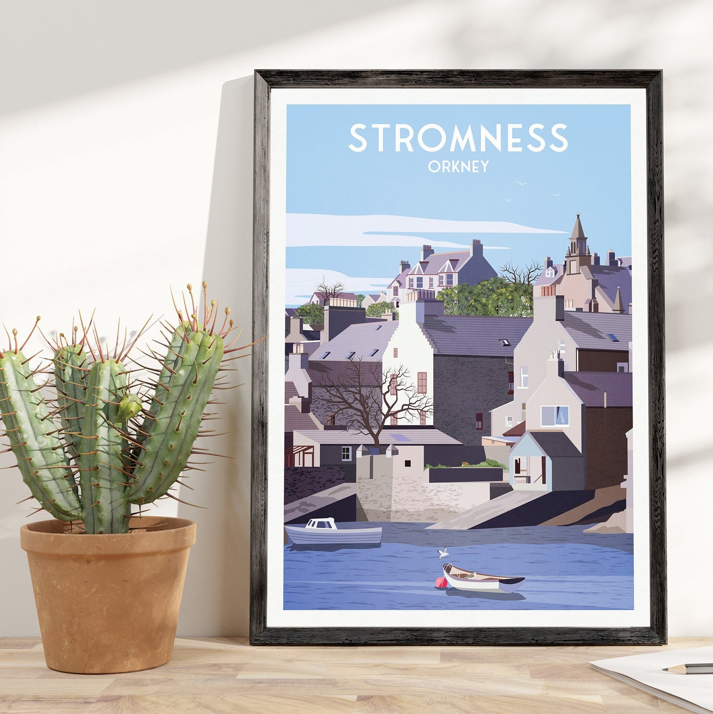 Stromness Travel Poster, Orkney, Scottish traditional travel print - Scotland Wall Art