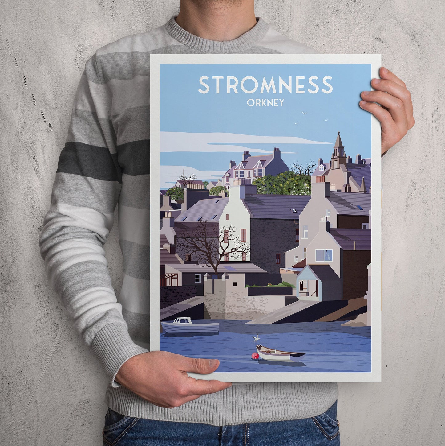 Stromness Travel Poster, Orkney, Scottish traditional travel print - Scotland Wall Art