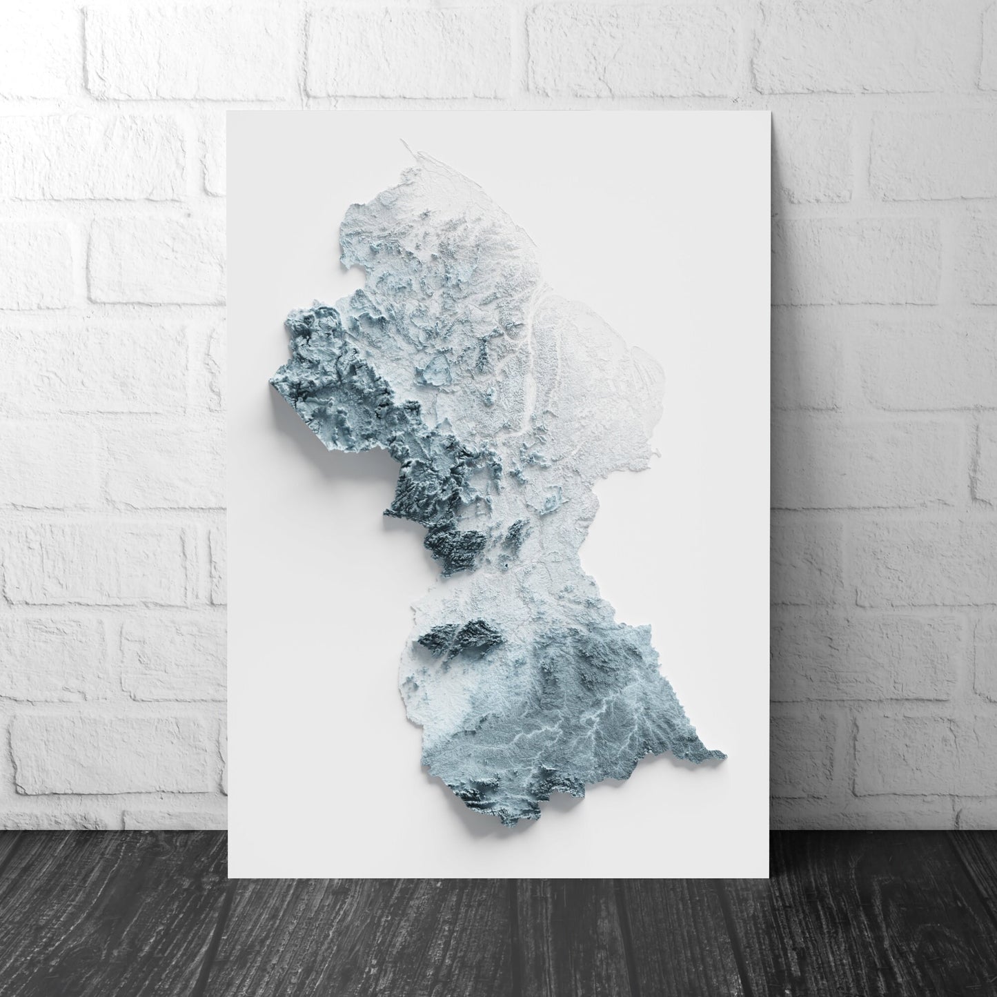Guyana Artistic Relief Map - Unique 2D Wall Decor - Geology - 2D Shaded Relief Map