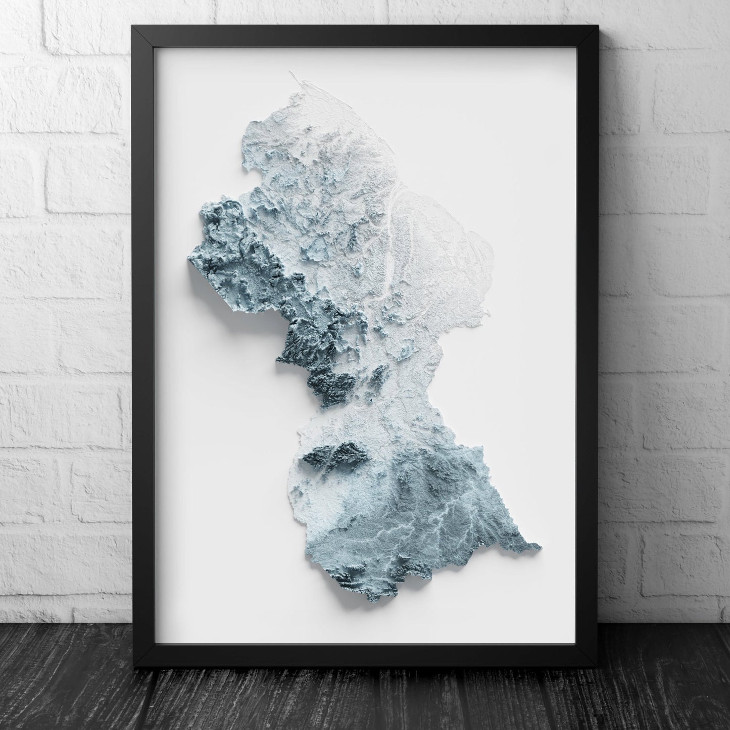 Guyana Artistic Relief Map - Unique 2D Wall Decor - Geology - 2D Shaded Relief Map