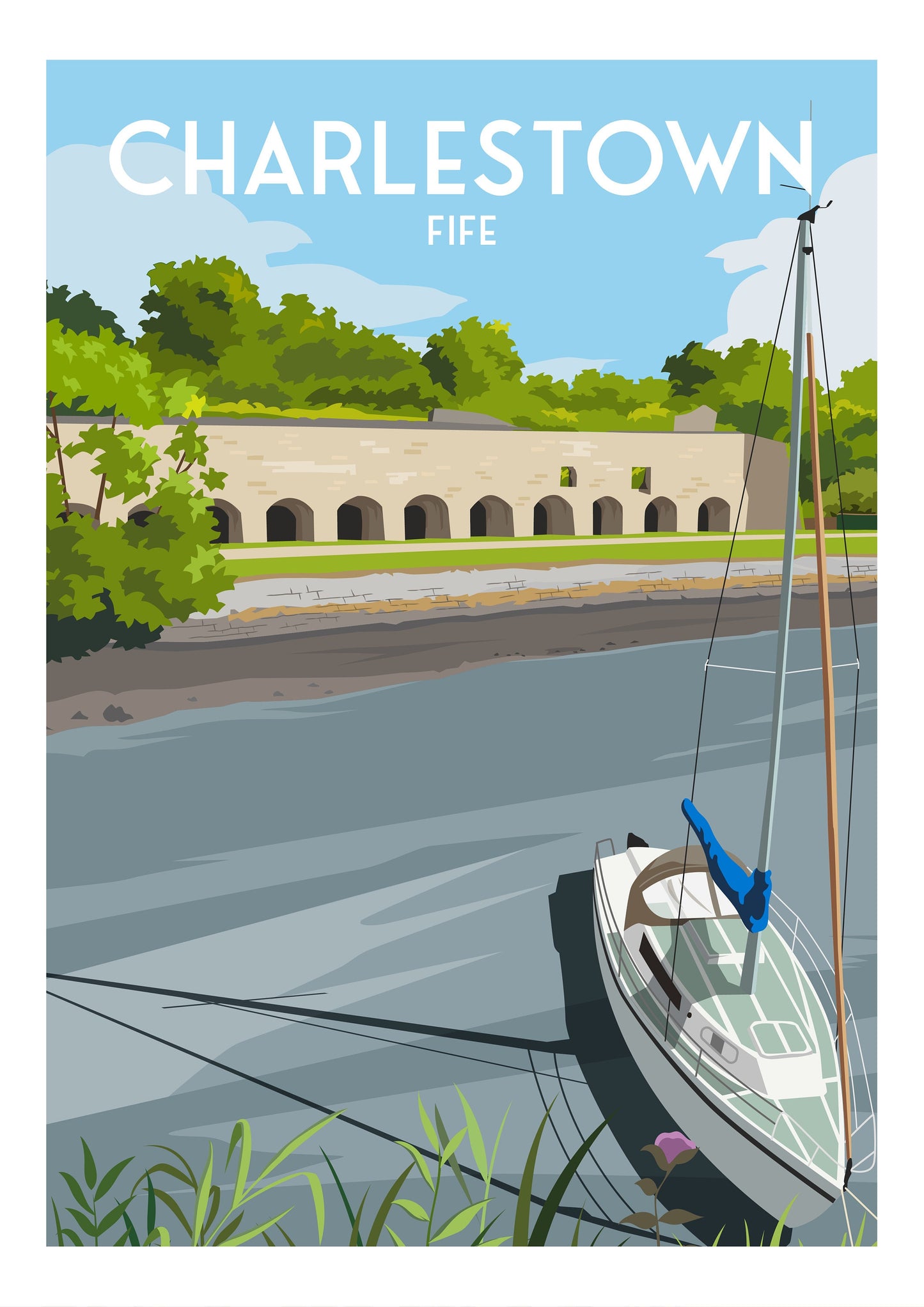 Charlestown Travel Poster | Fife | Scotland | Limekilns