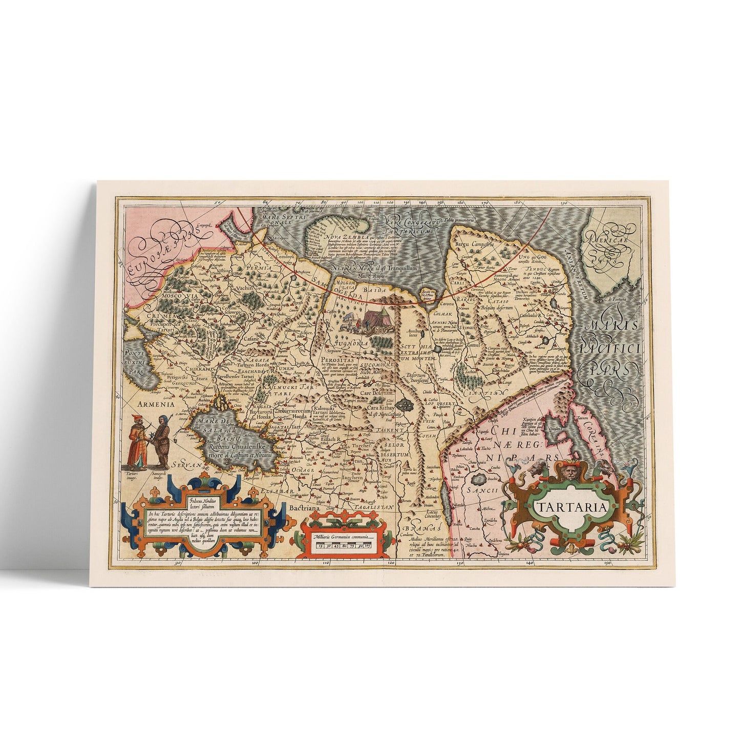 Tartatia Map | 1623 | Vintage Reproduction Print | Hendricus Hondius | Gerhard Mercator | Tartary | Russia | Crimea