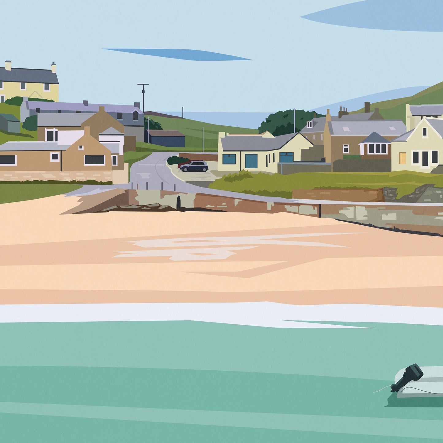 Collieston Bay Print - Aberdeenshire Travel Poster - Ellon - Scotland - Wall Art - Gift