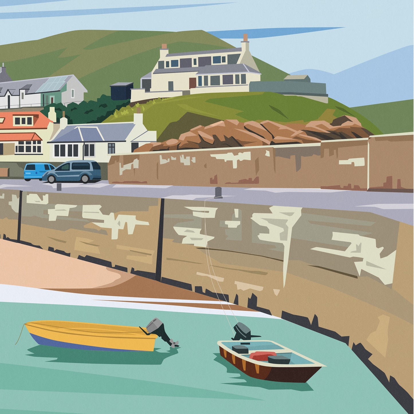 Collieston Bay Print - Aberdeenshire Travel Poster - Ellon - Scotland - Wall Art - Gift