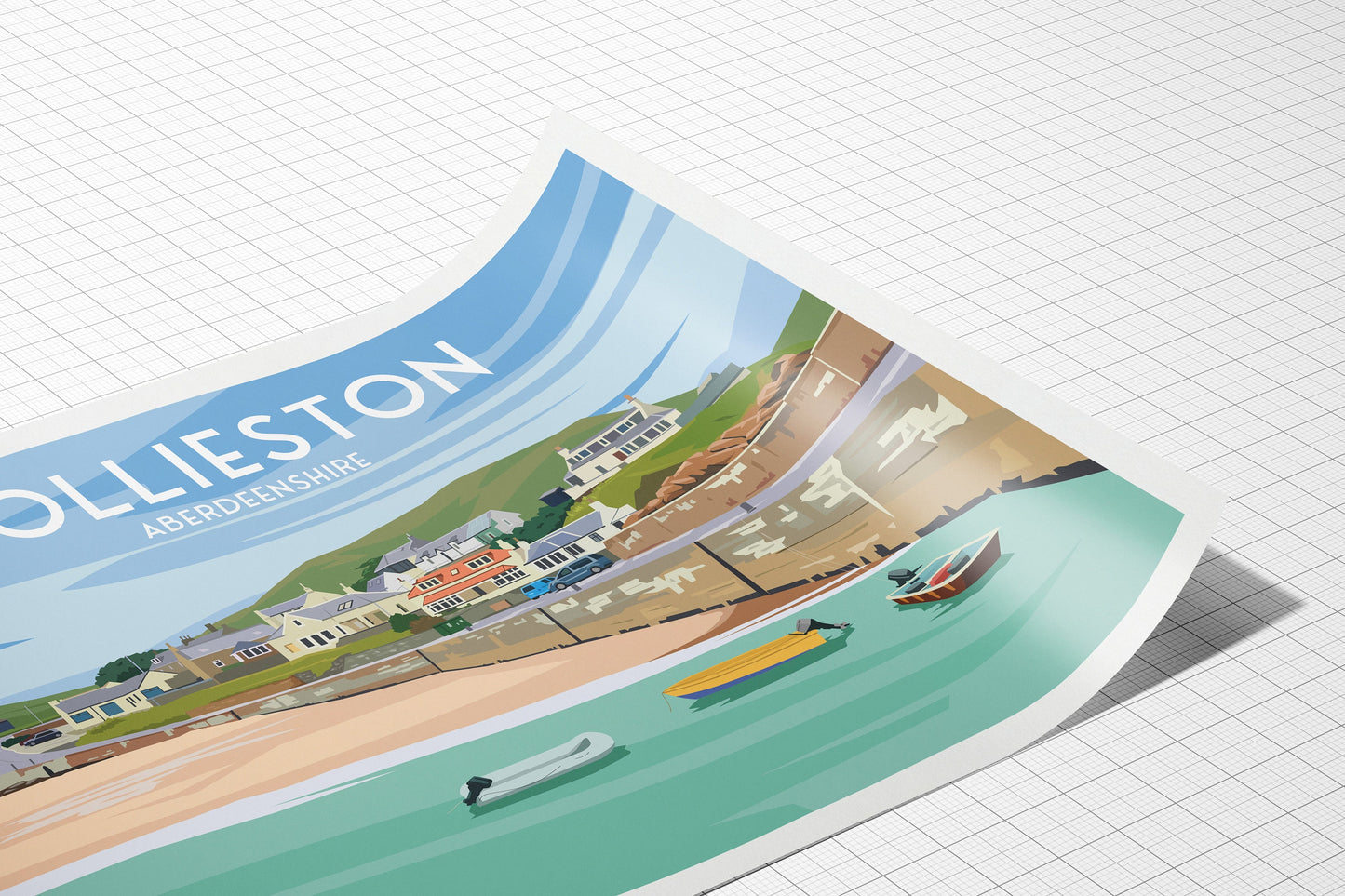 Collieston Bay Print - Aberdeenshire Travel Poster - Ellon - Scotland - Wall Art - Gift