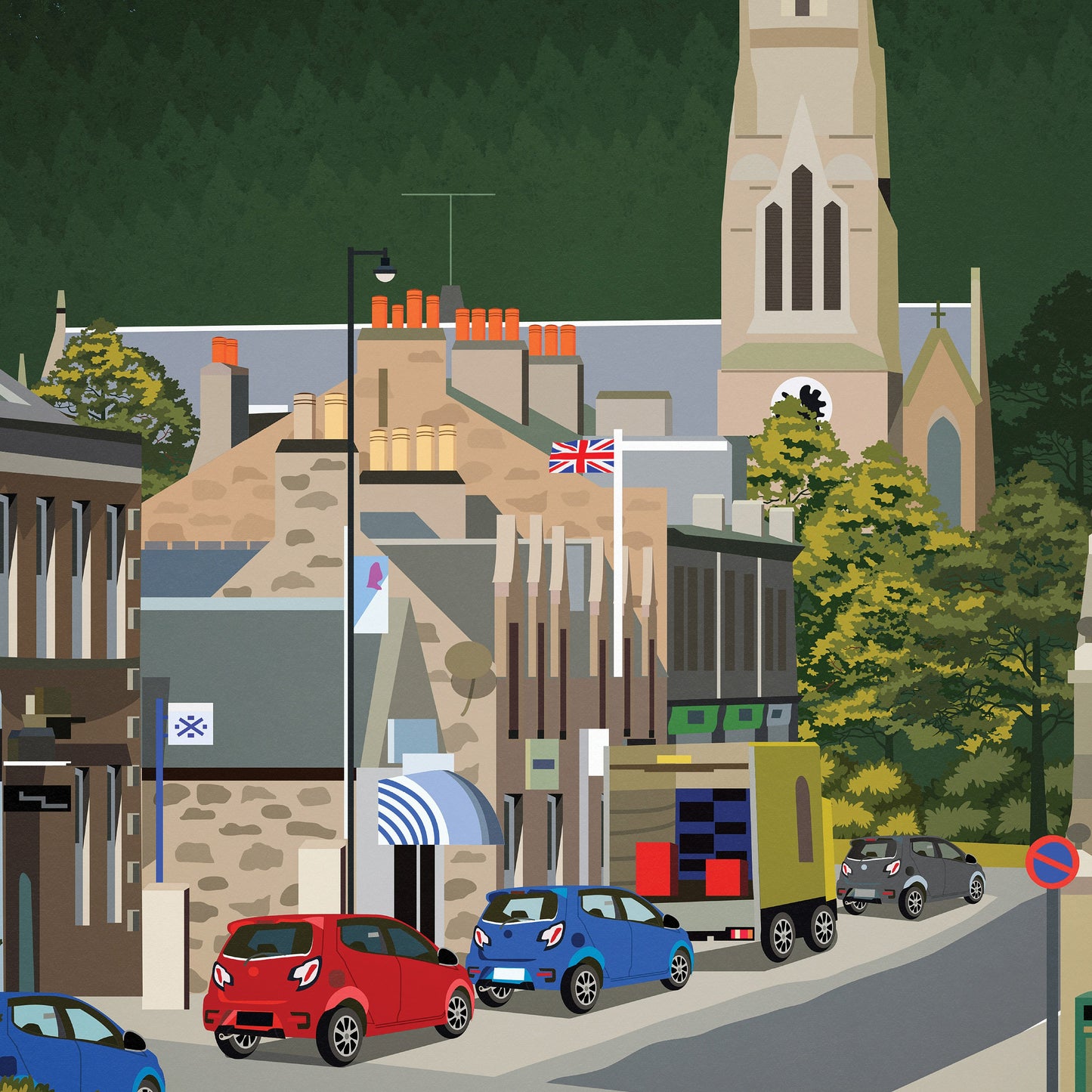 Ballater Print - Aberdeenshire Travel Poster - Scotland