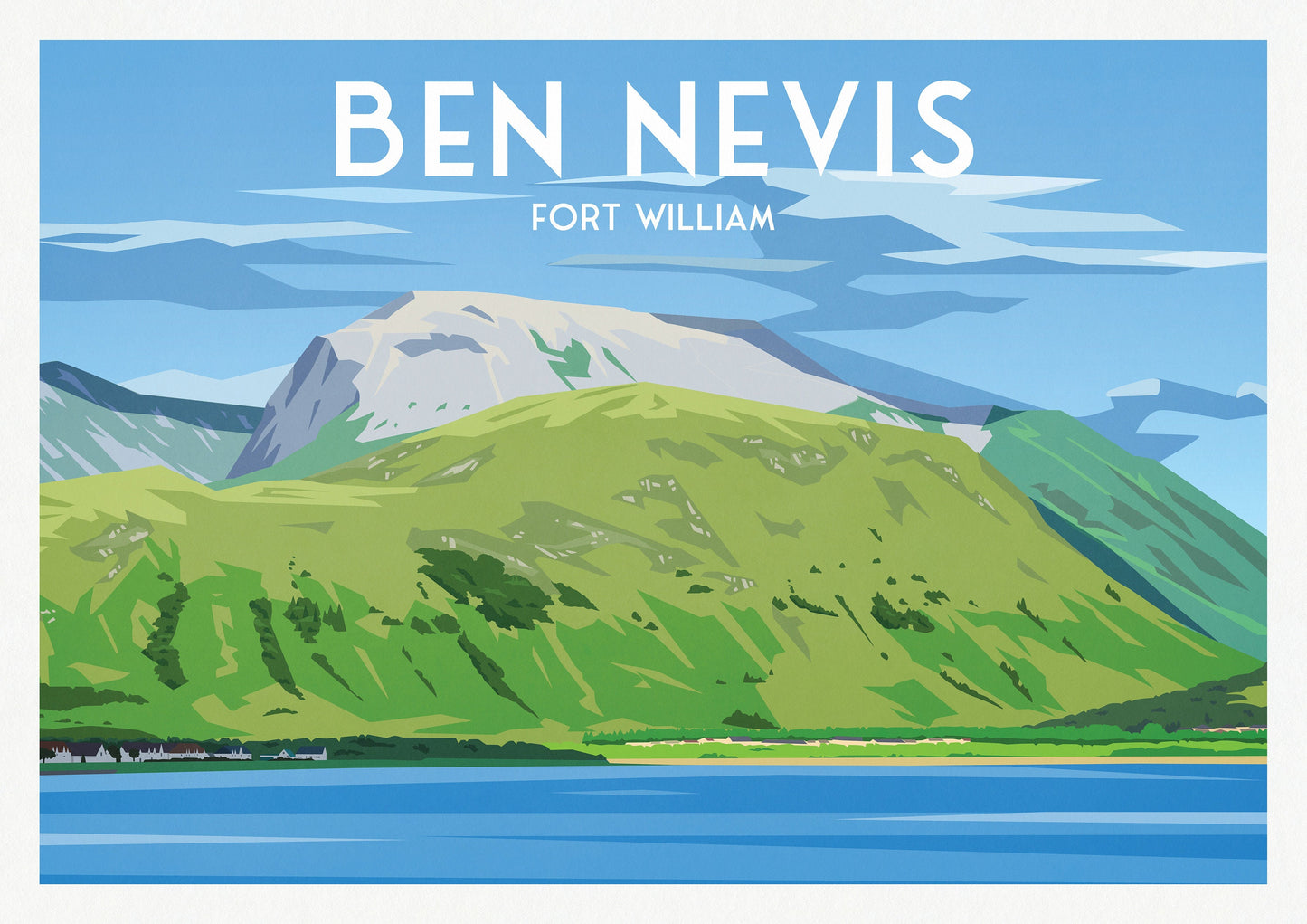 Ben Nevis Print - Fort William Travel Poster - The Three Peaks - West Highland Way - Scotland - Lochaber