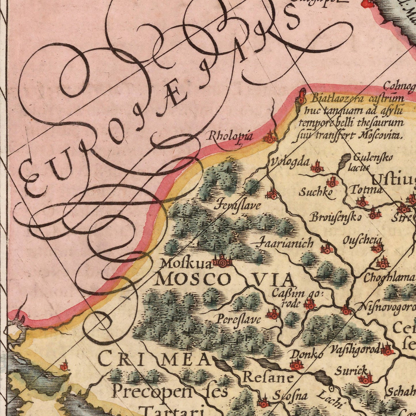 Tartatia Map | 1623 | Vintage Reproduction Print | Hendricus Hondius | Gerhard Mercator | Tartary | Russia | Crimea