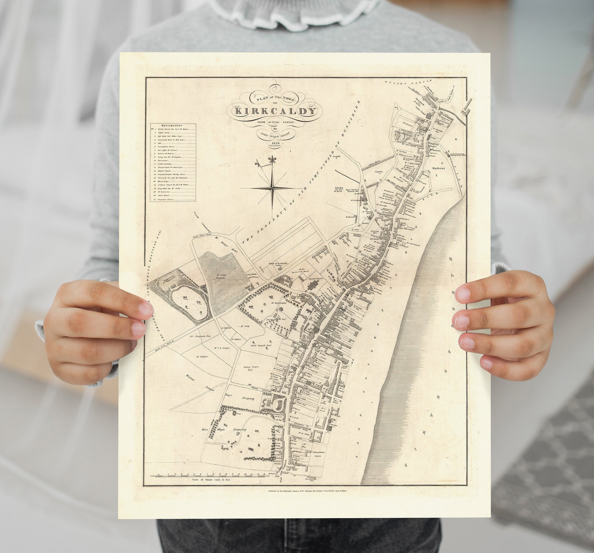 Kirkcaldy Map | Plan of the Town of Kirkcaldy from actual survey | Kingodm of Fife | Scotland Print | Vintage Poster Reproduction