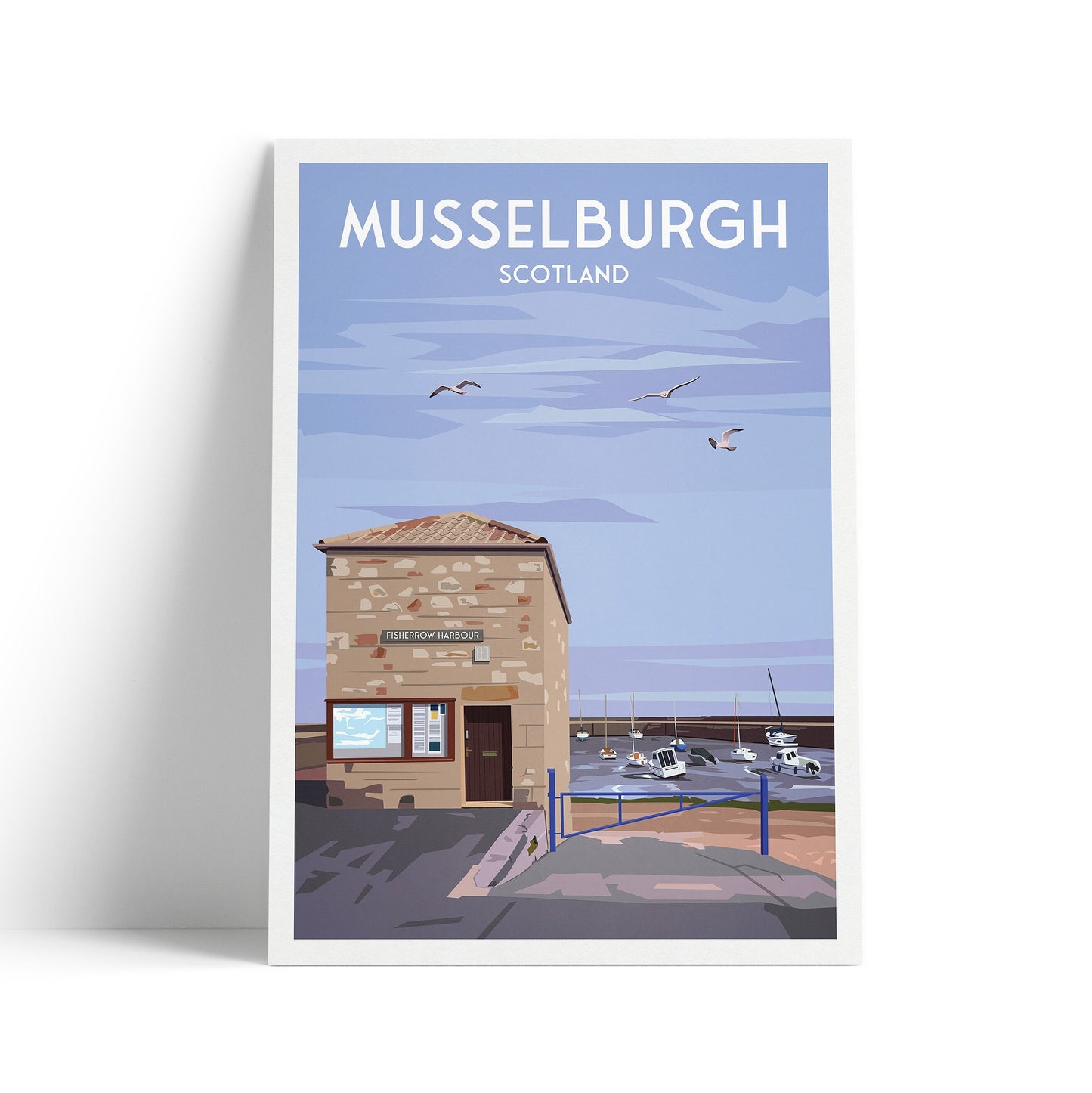 Musselburgh Fisherrow Harbour Print - Travel Poster - Edinburgh Poster - East Lothian - Midlothian