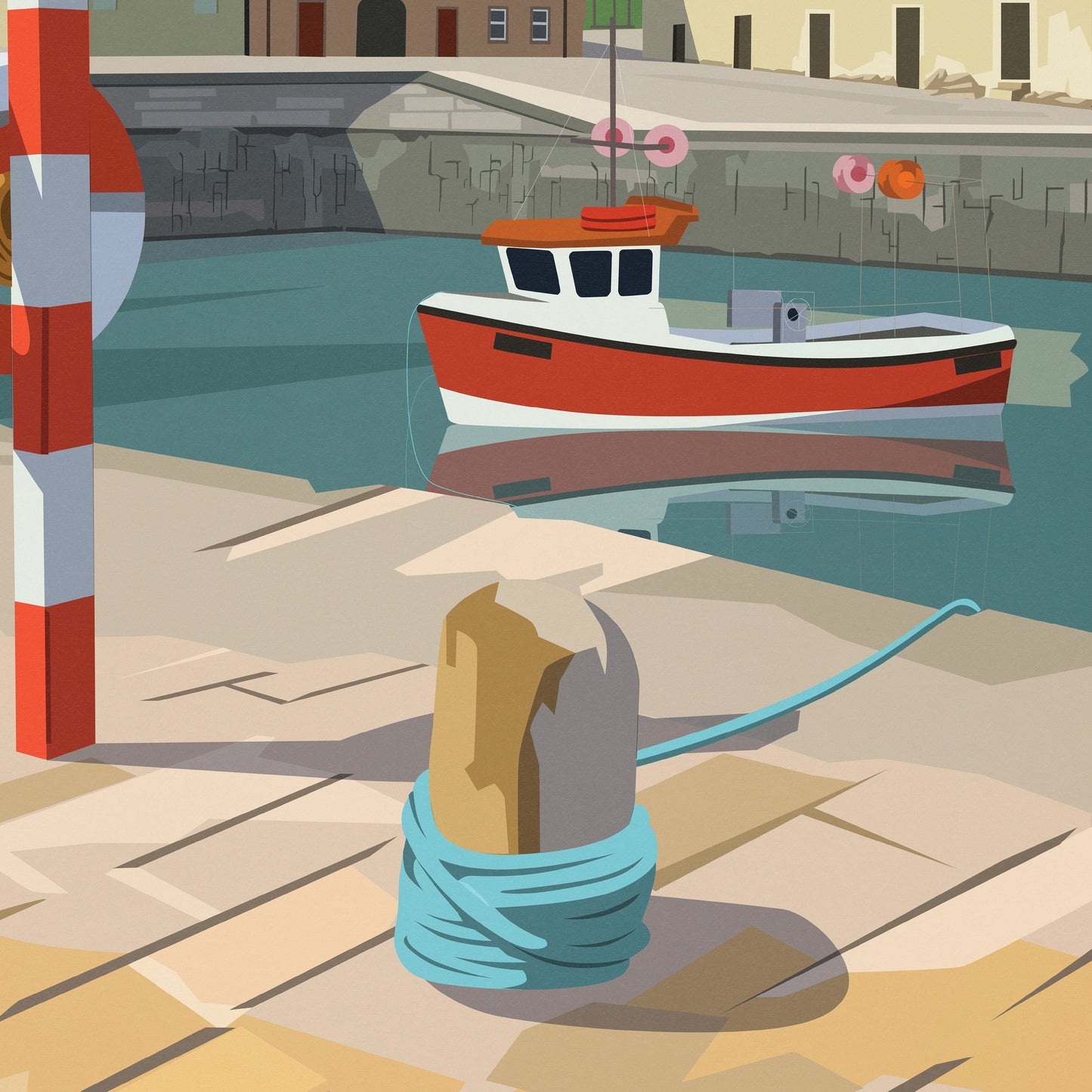 Portsoy Harbour Travel Poster Print - Aberdeenshire - Scotland - Scottish Landscape - Banff - Moray Firth