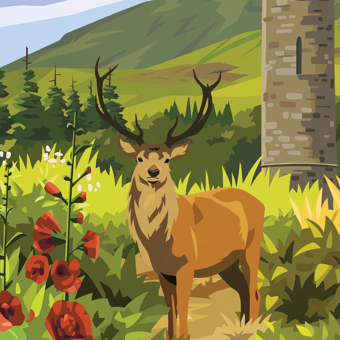 Glenfinnan Monument Print, Lochaber Travel Poster, Highlands, Scotland
