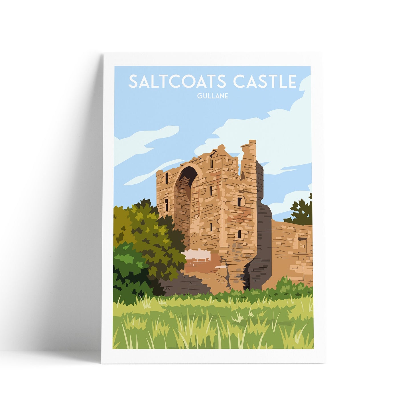 Saltcoats Castle - Gullane - East Lothian Travel Poster - Scotland Wall Art