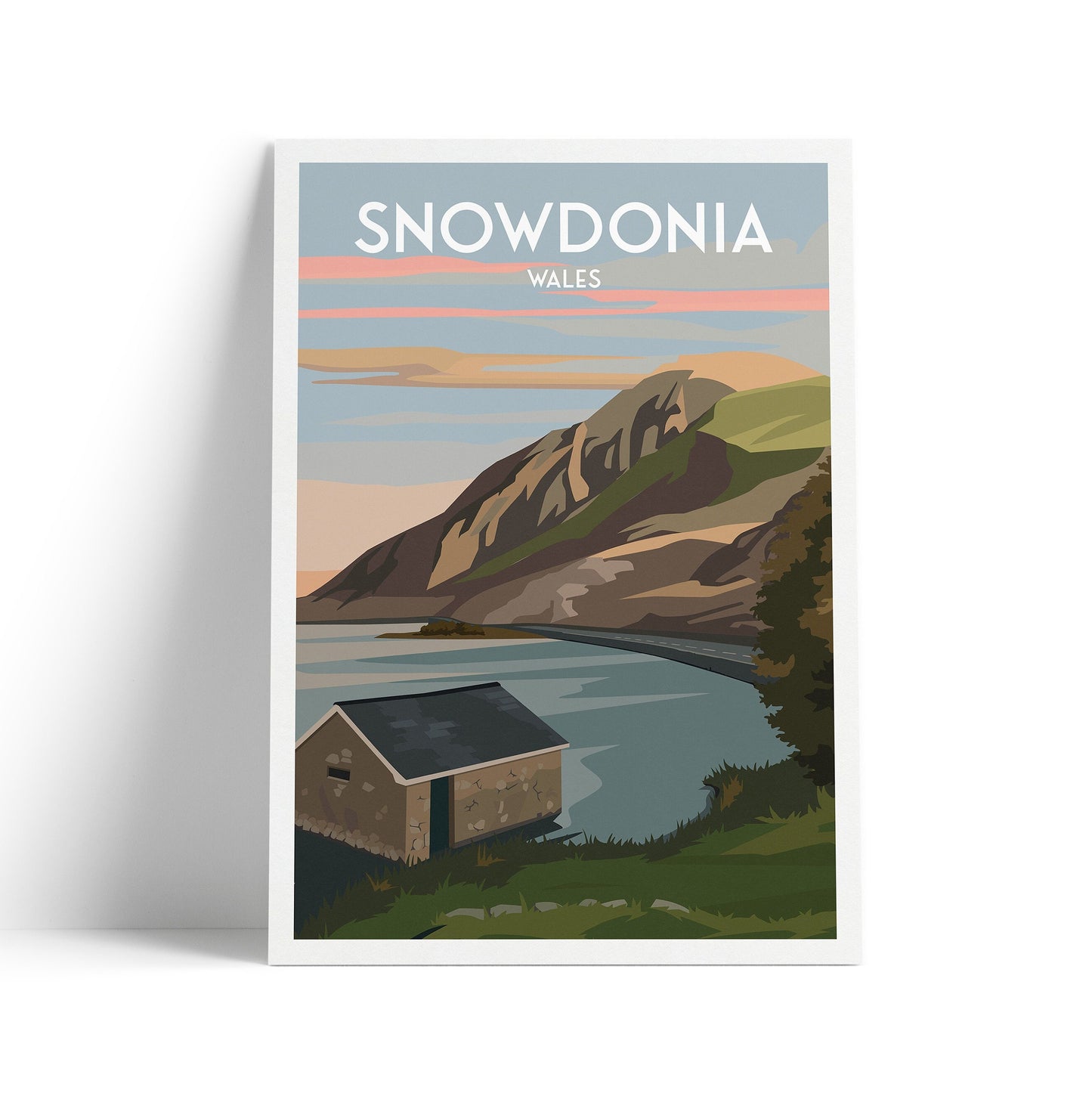 Snowdonia Print, Welsh Travel Poster , Wales, Art