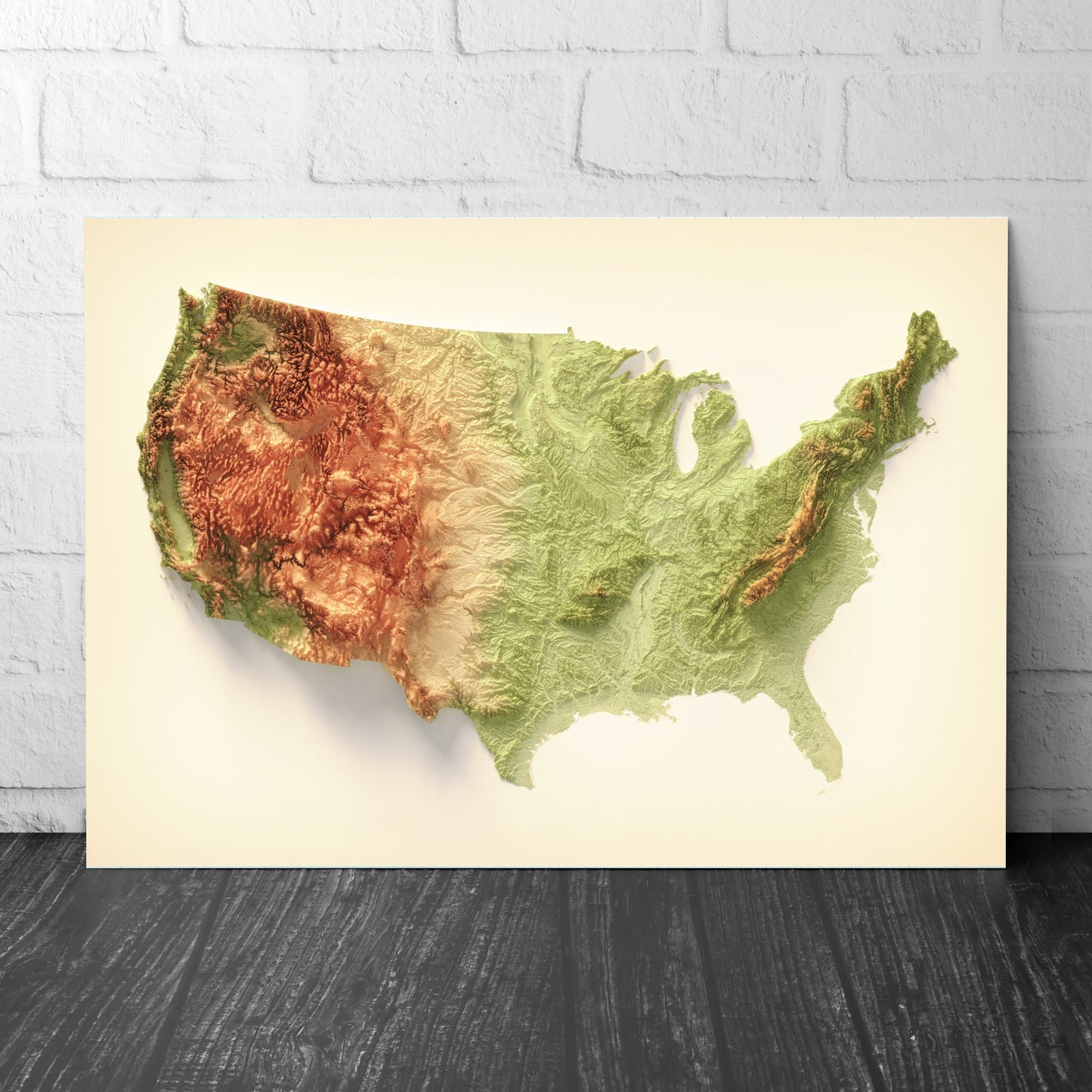 United States Art Relief Map - 2D Print - USA Geology - 2D Shaded Relief Map - United States of America