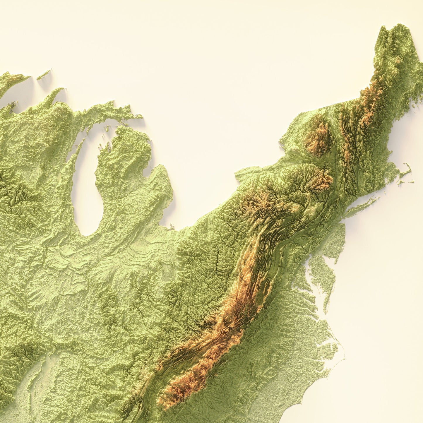 United States Art Relief Map - 2D Print - USA Geology - 2D Shaded Relief Map - United States of America