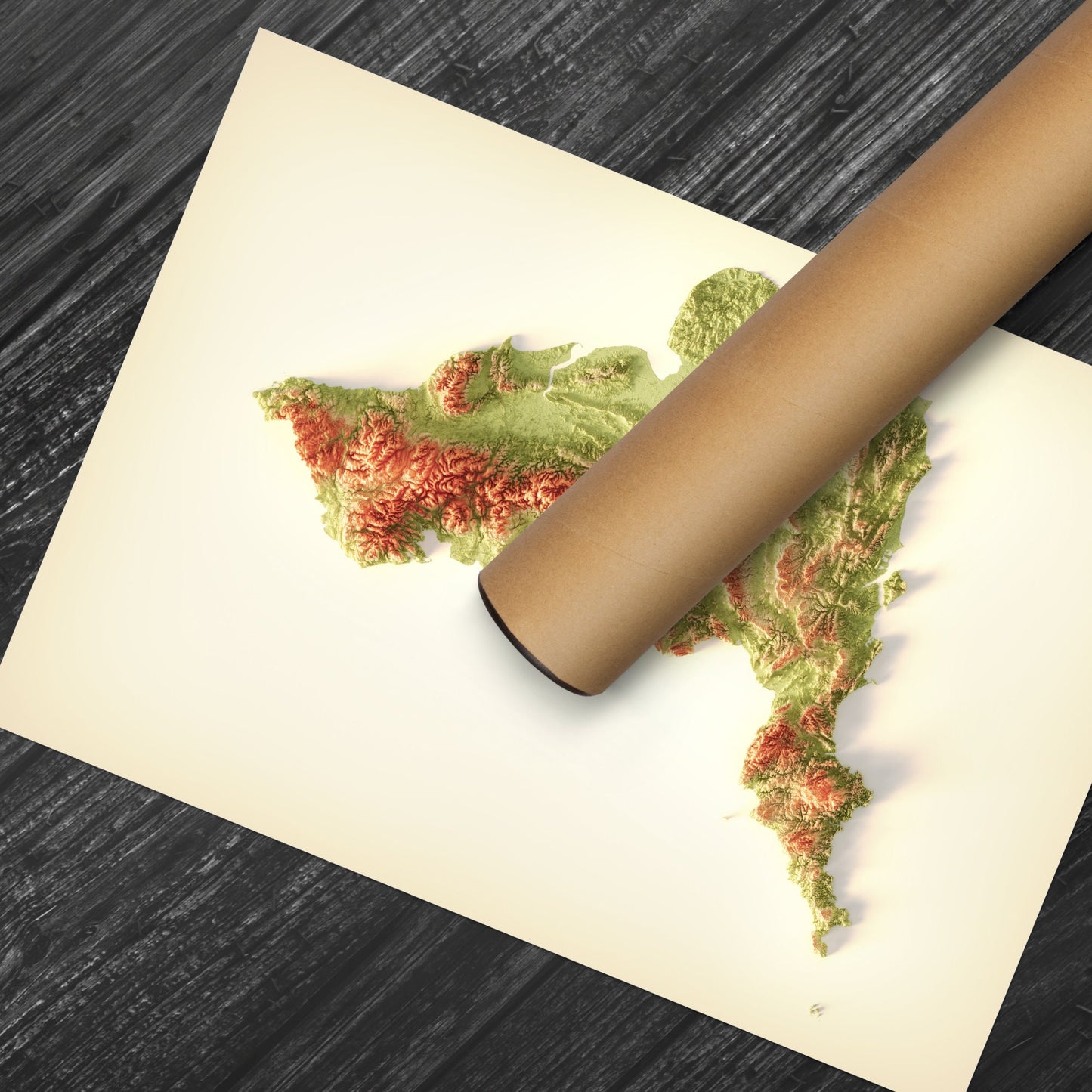 England Art Relief Map - 2D Print - English Geology - 2D Shaded Relief Map