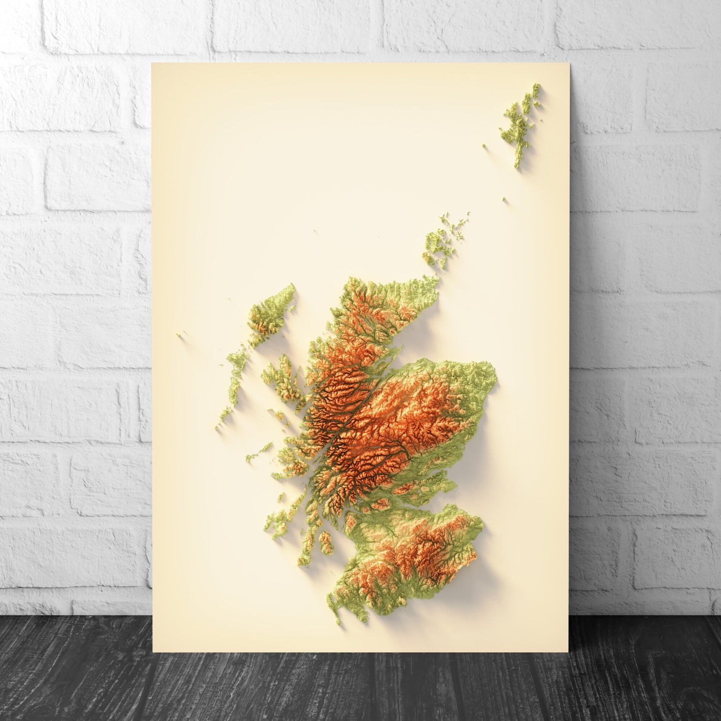 Scotland Art Relief Map - 2D Print - Scottish Geology - 2D Shaded Relief Map