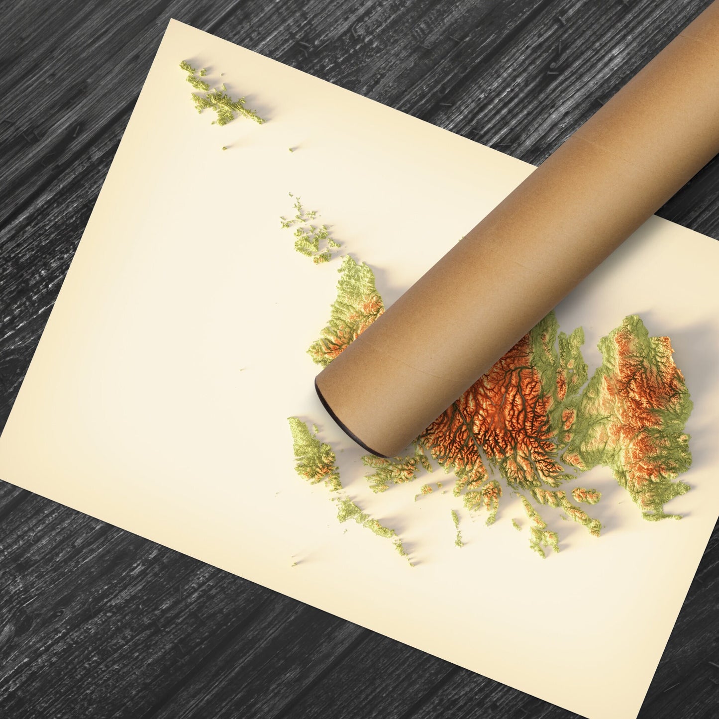 Scotland Art Relief Map - 2D Print - Scottish Geology - 2D Shaded Relief Map