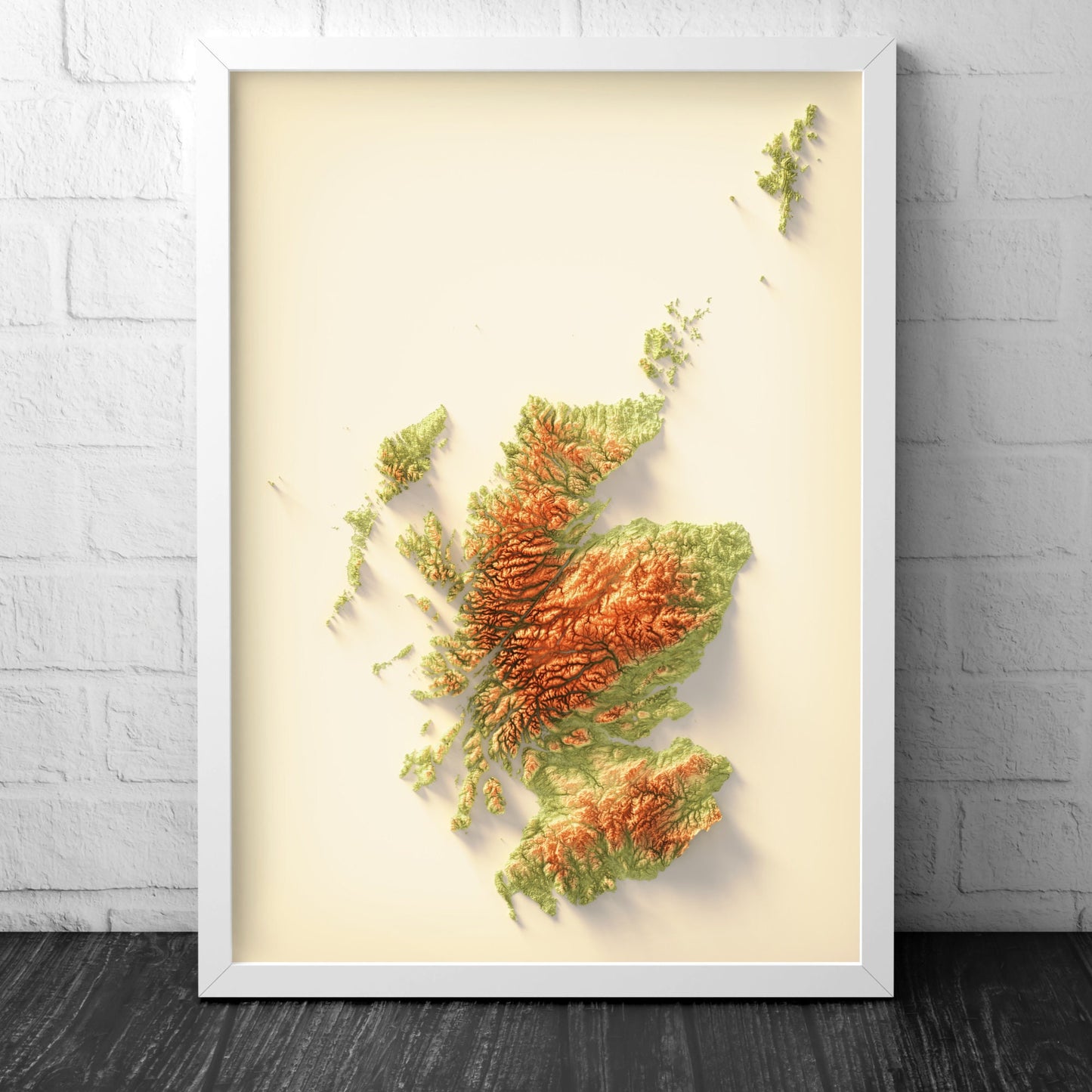 Scotland Art Relief Map - 2D Print - Scottish Geology - 2D Shaded Relief Map