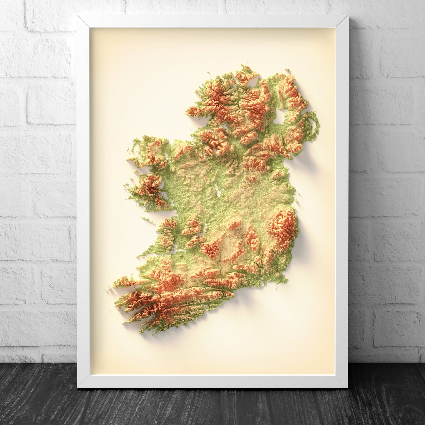 Ireland Art Relief Map - 2D Print - Irish Geology - 2D Shaded Relief Map