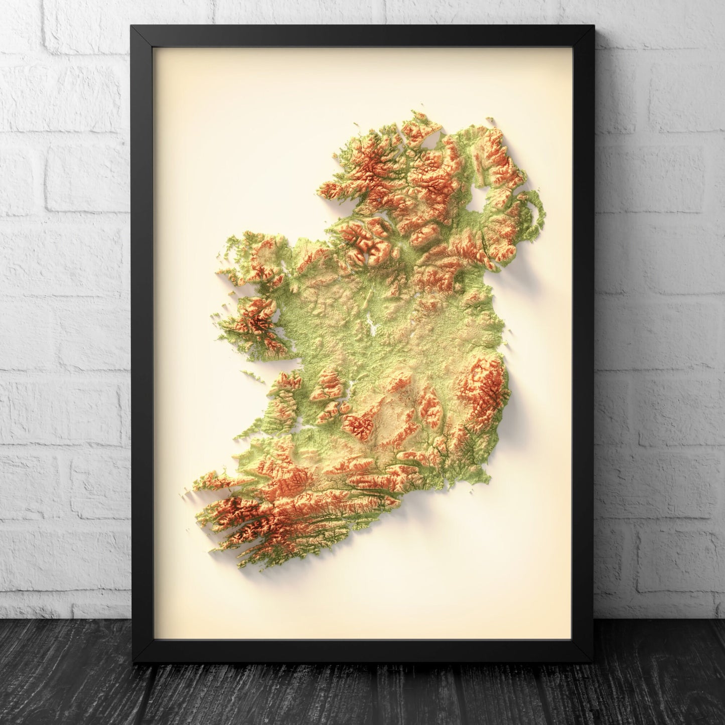 Ireland Art Relief Map - 2D Print - Irish Geology - 2D Shaded Relief Map
