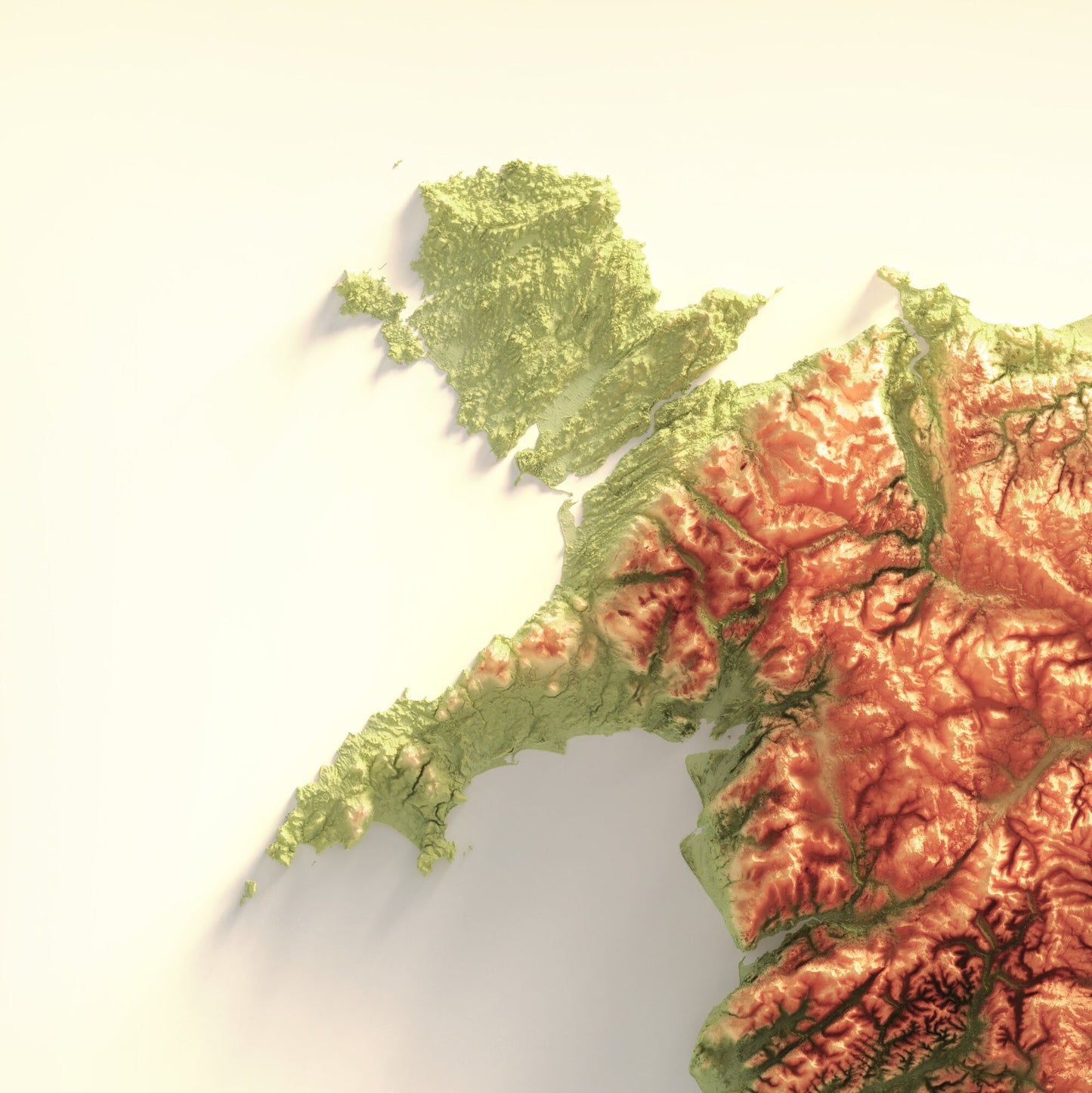 Wales Art Relief Map - 2D Print - Welsh Geology - 2D Shaded Relief Map