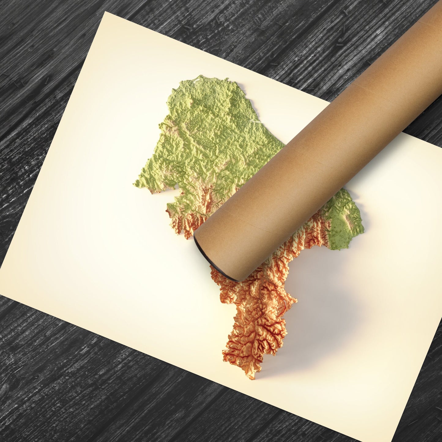 Aberdeenshire Art Relief Map - 2D Print - Scotland Geology Poster - 2D Shaded Relief Map