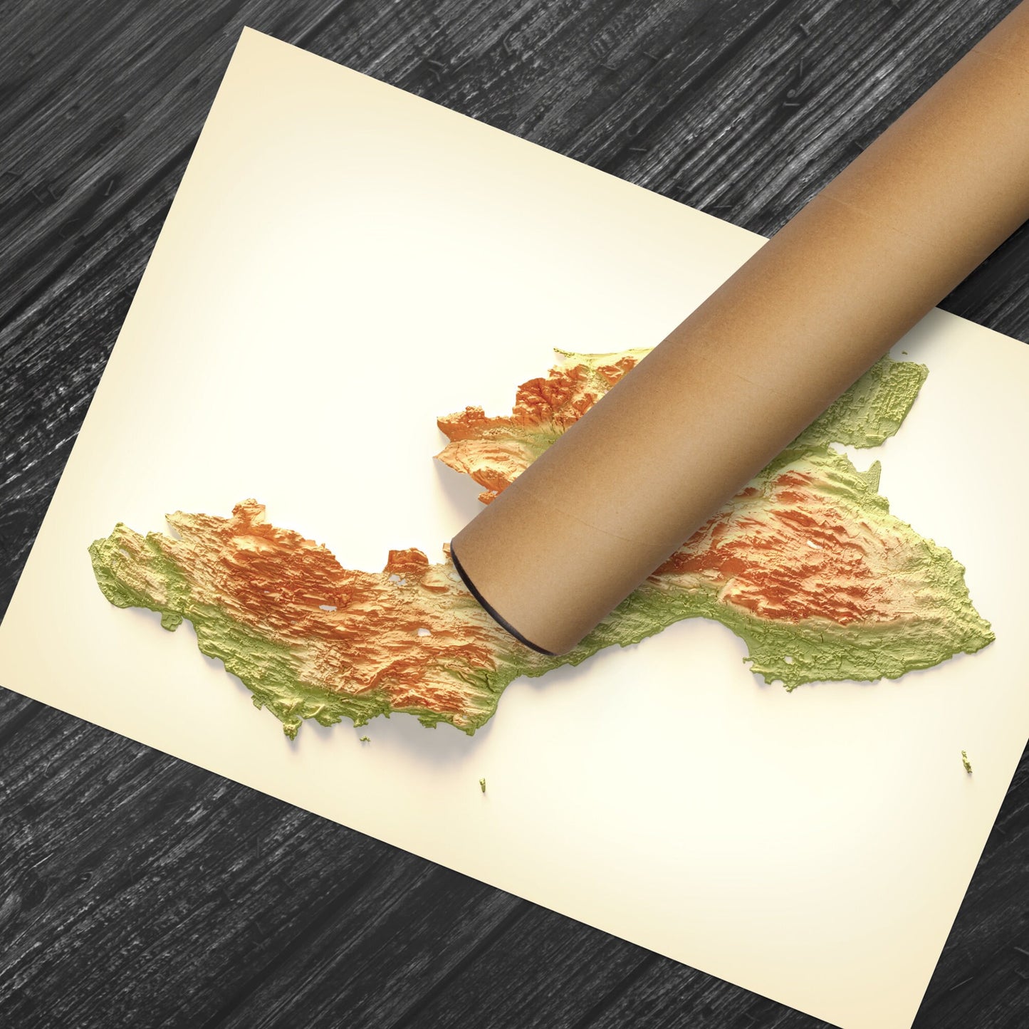 Fife Art Relief Map - 2D Print - Scotland Geology Poster - 2D Shaded Relief Map