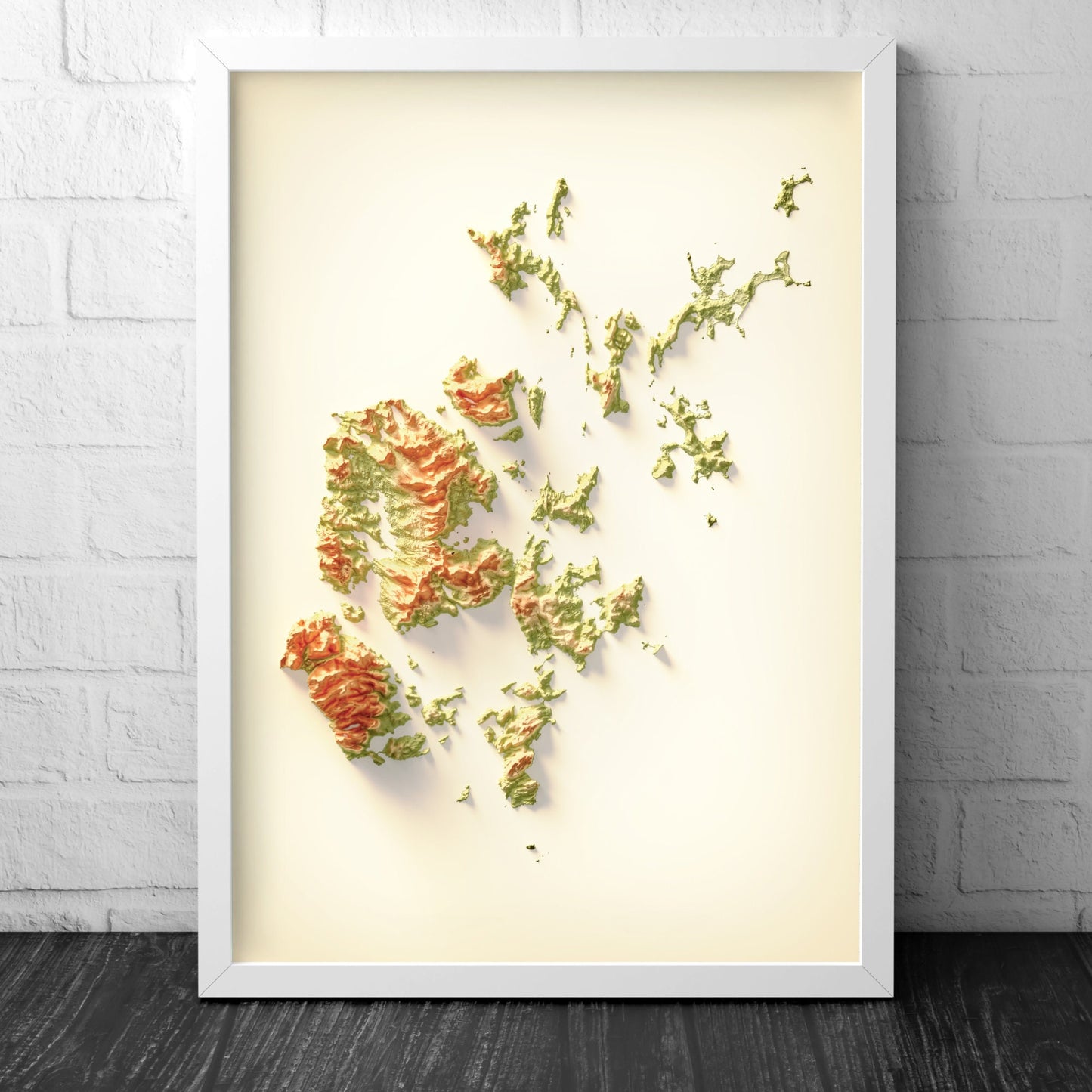 Orkney Art Relief Map - 2D Print - Scotland Geology Poster - 2D Shaded Relief Map