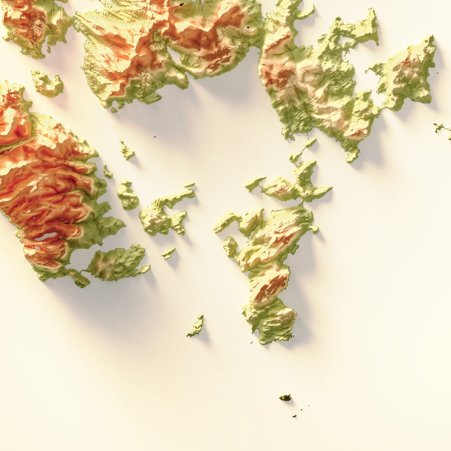 Orkney Art Relief Map - 2D Print - Scotland Geology Poster - 2D Shaded Relief Map