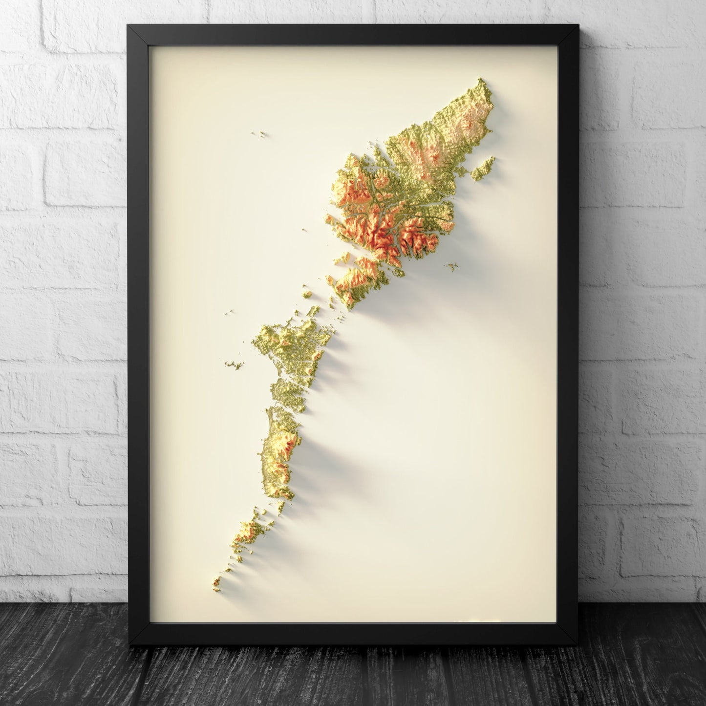 Outer Hebrides Art Relief Map - Harris and Lewis - 2D Print - Scotland Geology Poster - 2D Shaded Relief Map - Western Isles - Long Isle