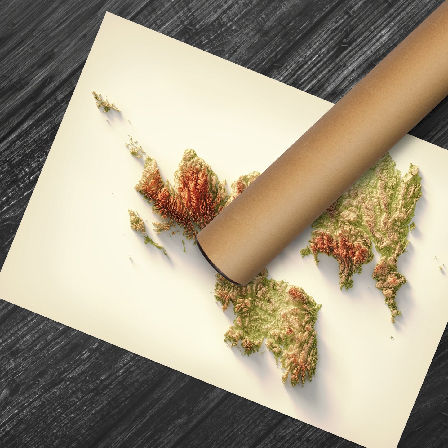 British Isles Art Relief Map - 2D Print - British Islands Geology - 2D Shaded Relief Map - England - Scotland - Wales- Northern Ireland