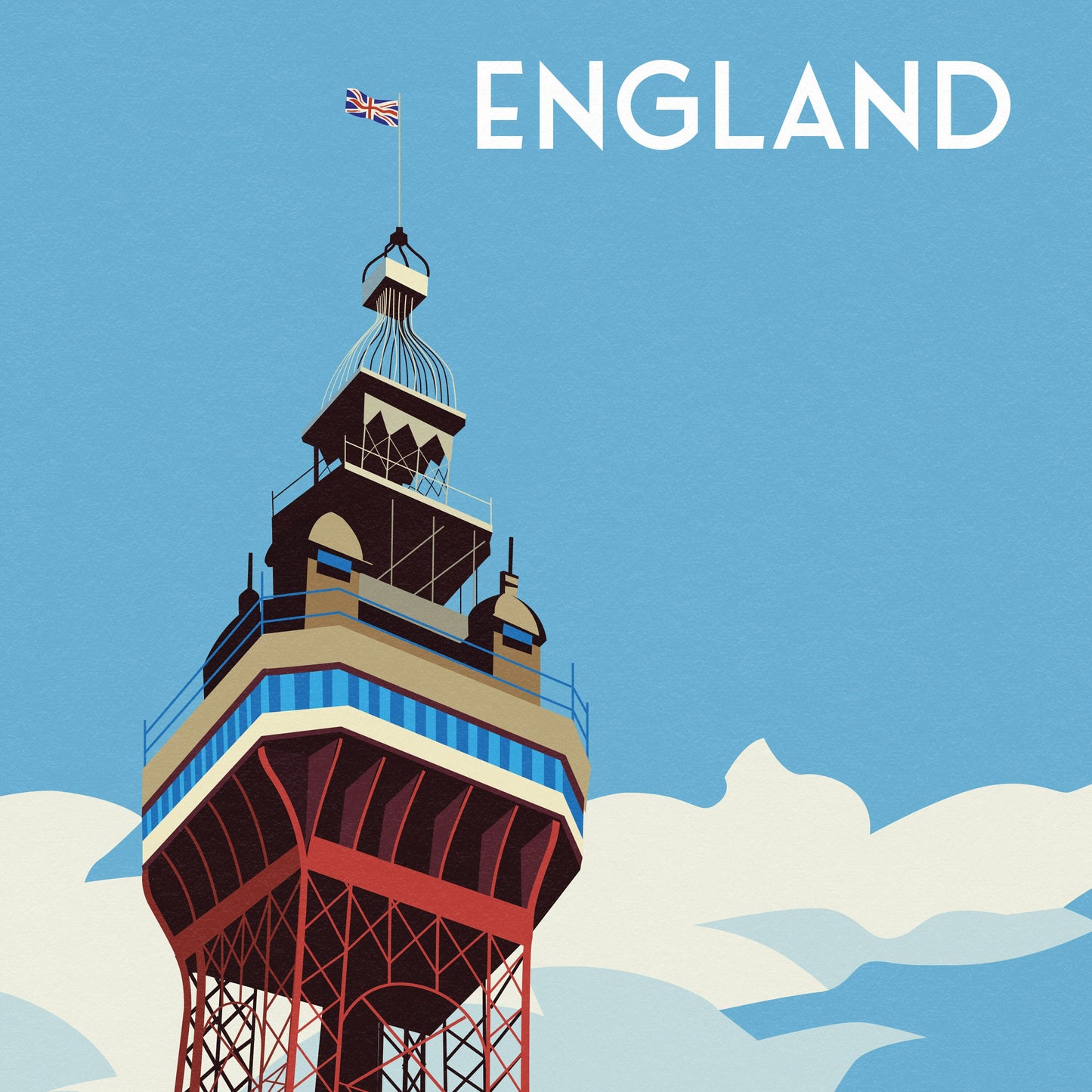 Blackpool Print - England Travel Poster - Tower - Seaside Art