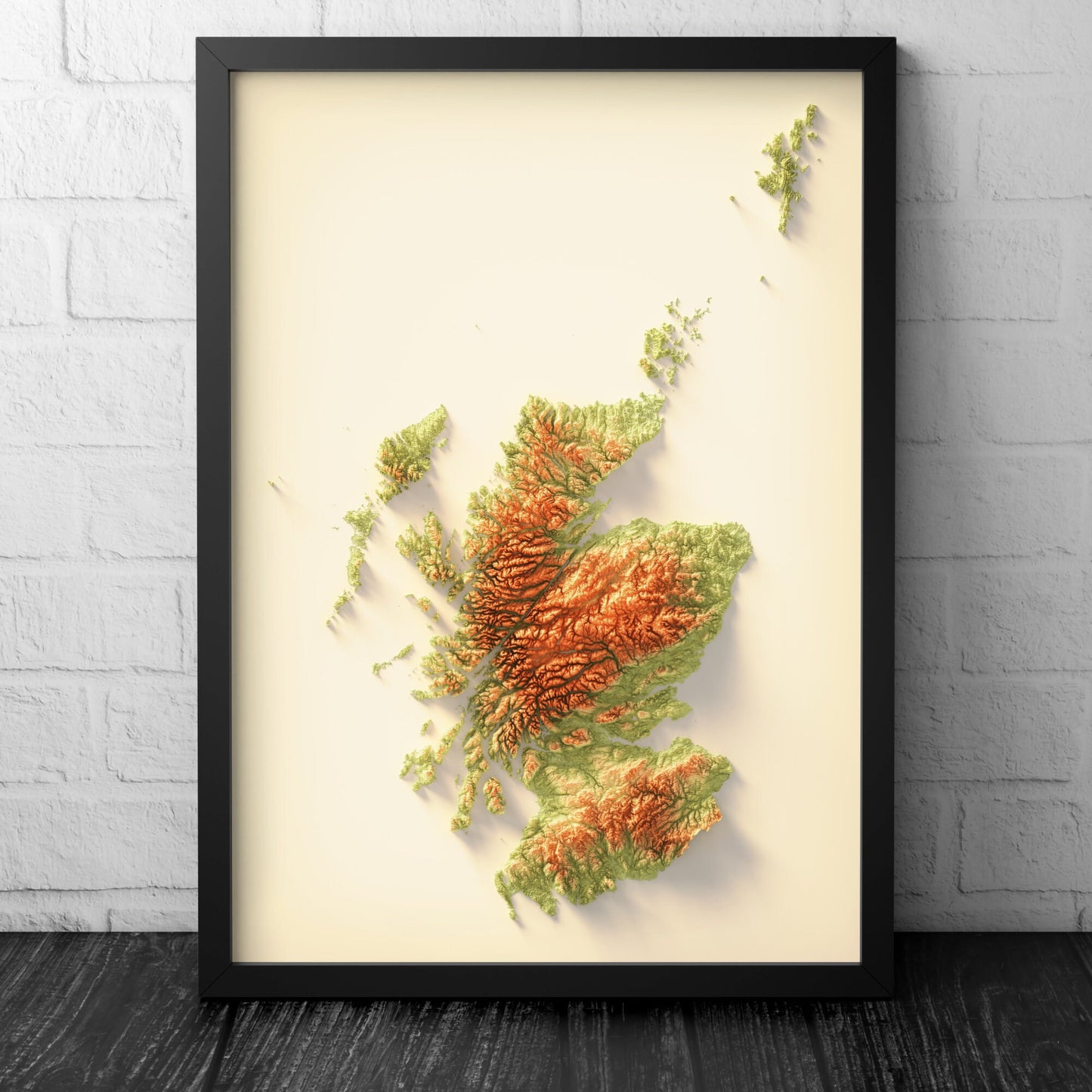 Scotland Art Relief Map - 2D Print - Scottish Geology - 2D Shaded Relief Map