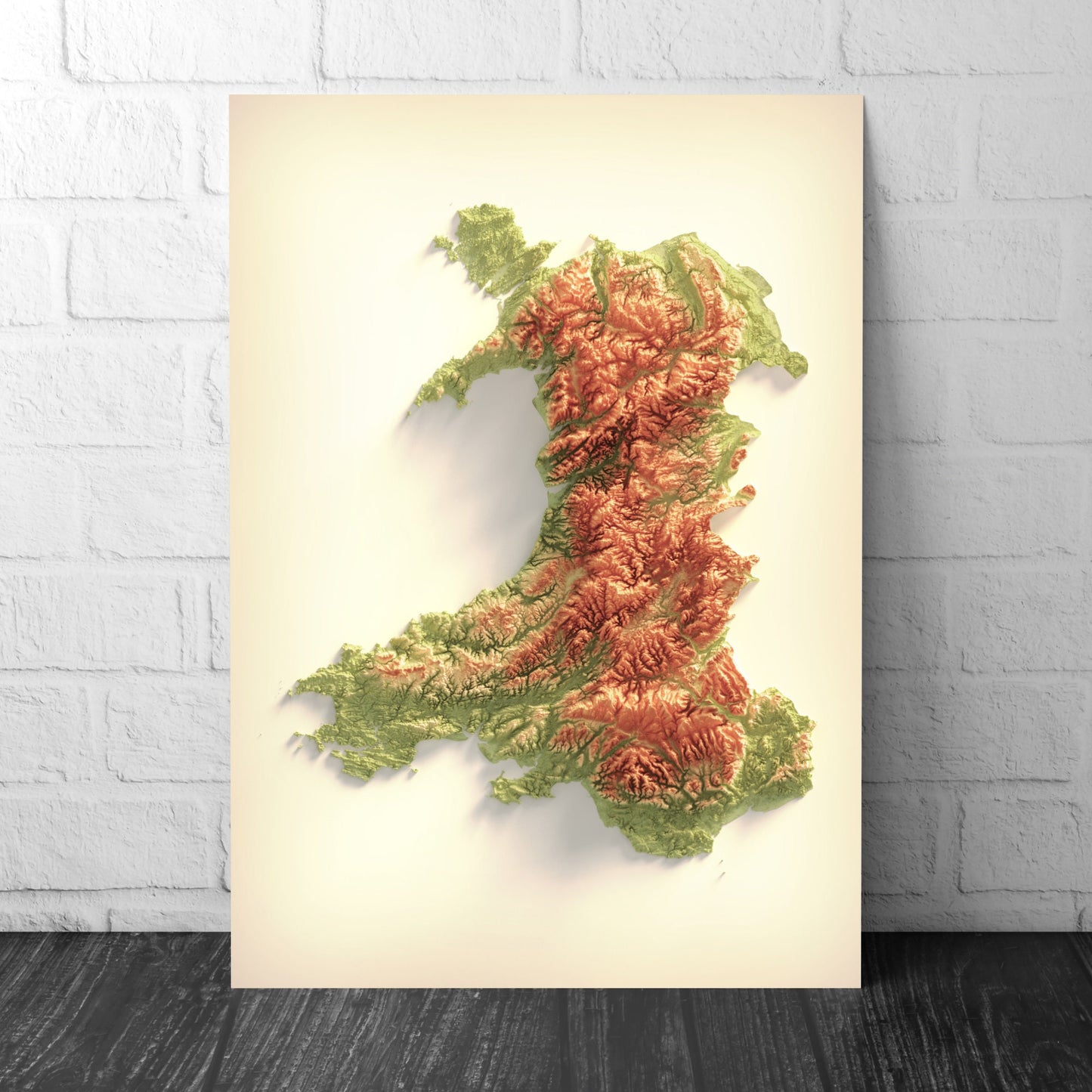 Wales Art Relief Map - 2D Print - Welsh Geology - 2D Shaded Relief Map