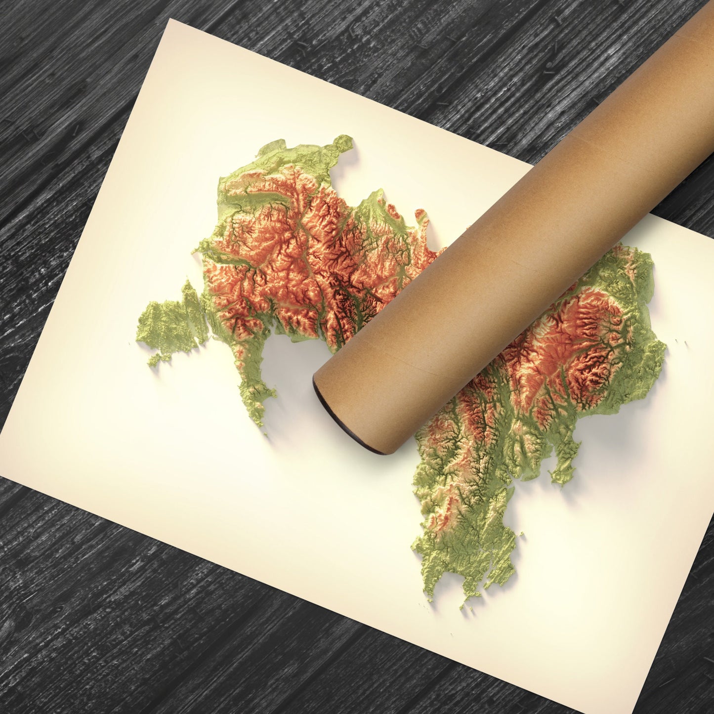 Wales Art Relief Map - 2D Print - Welsh Geology - 2D Shaded Relief Map