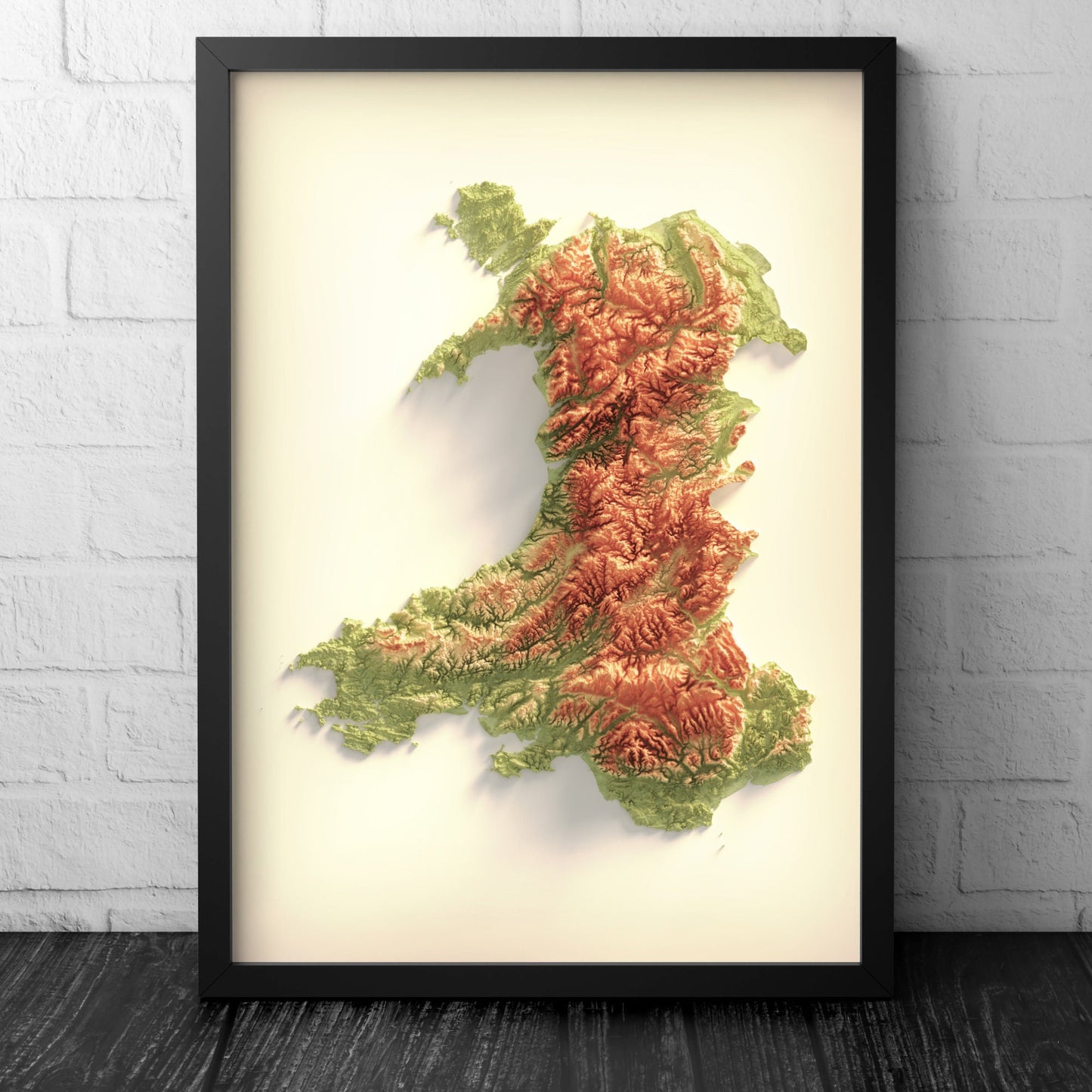 Wales Art Relief Map - 2D Print - Welsh Geology - 2D Shaded Relief Map