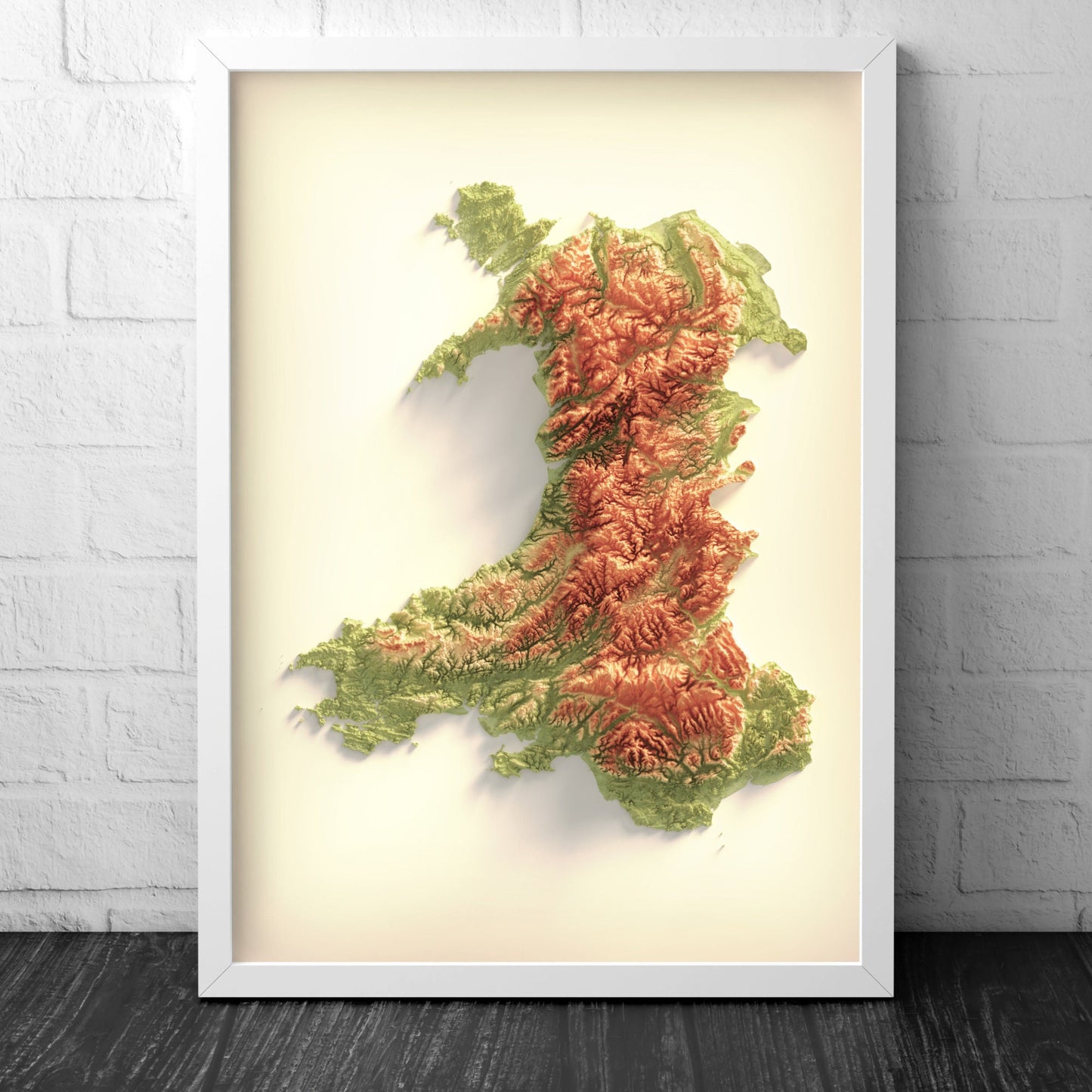 Wales Art Relief Map - 2D Print - Welsh Geology - 2D Shaded Relief Map