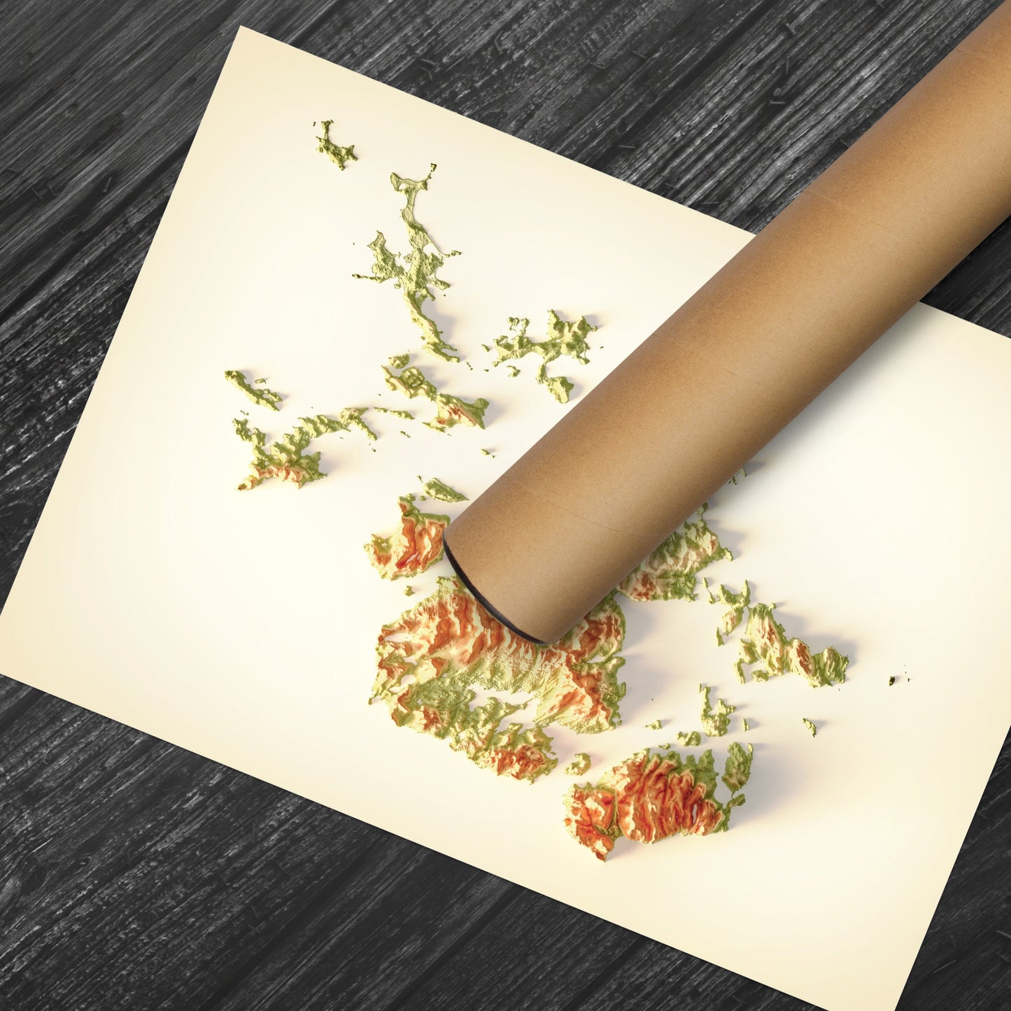 Orkney Art Relief Map - 2D Print - Scotland Geology Poster - 2D Shaded Relief Map